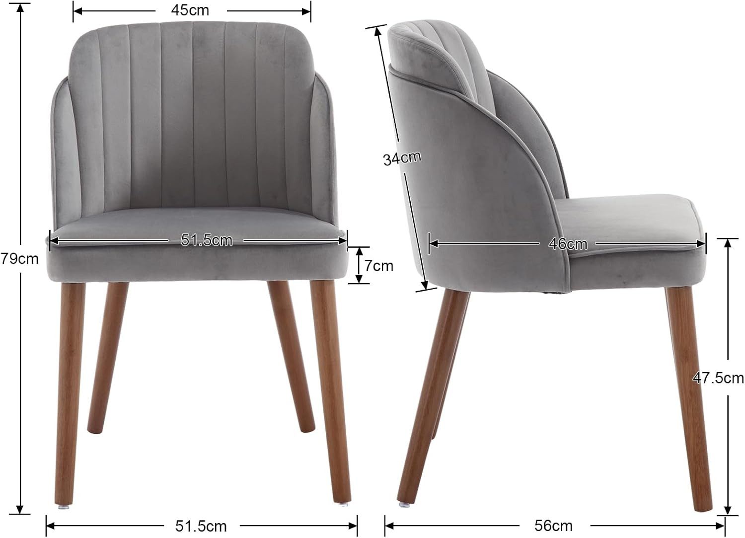 CHAIRUS Polsterstuhl Retro-Samtstühle 2er-Set mit Holzbeinen für Küche & Wohnzimmer (2 St), Esszimmerstuhl, Küchestuhl, Ohrensessel
