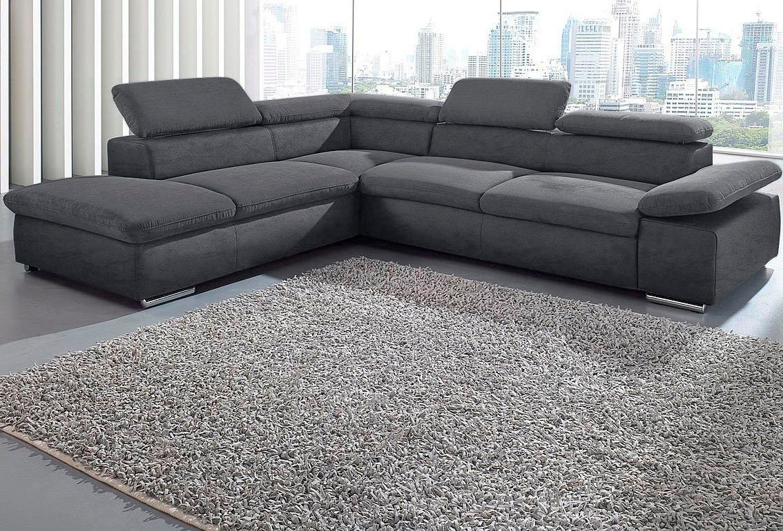 Ecksofa Valentine, L-Form, Armteil- & Kopfteilverstellung