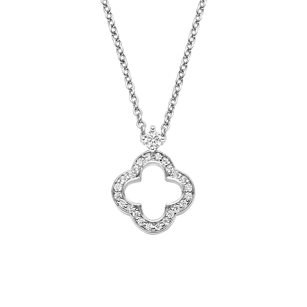 Kette mit Anhänger Halskette mit Anhänger 4-Eckigem Design Zirkonia Silber 788854