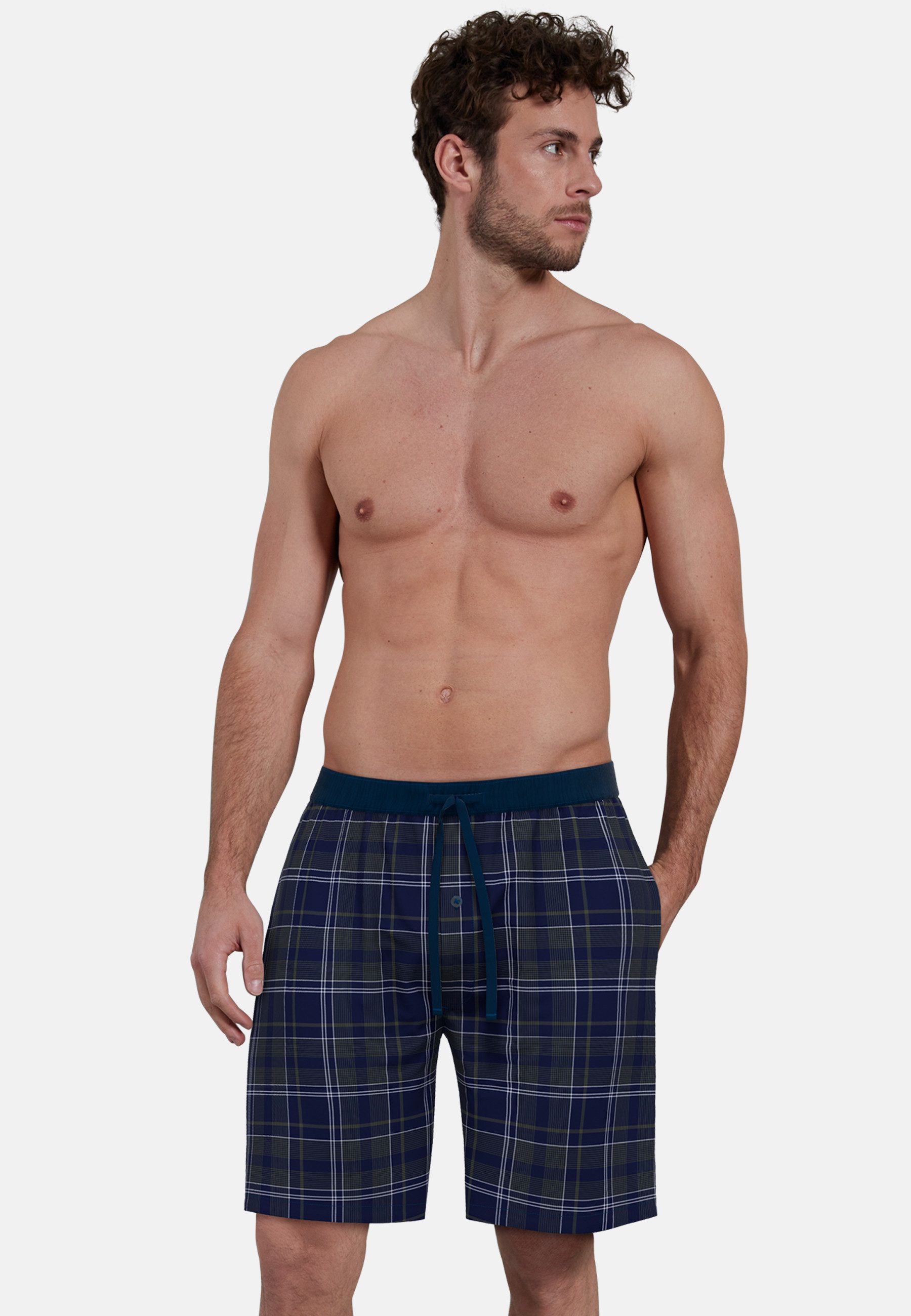 CECEBA Schlafhose Canadian Bermuda 31235 Popeline-Qualität im Karo-Design