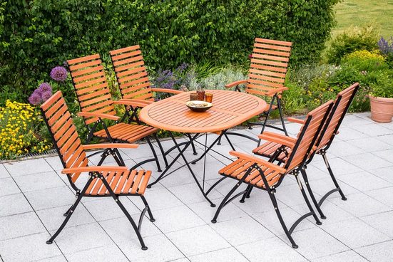 MERXX Gartenmöbelset »Schlossgarten«, 7-tlg., 6 Klappsessel, Tisch