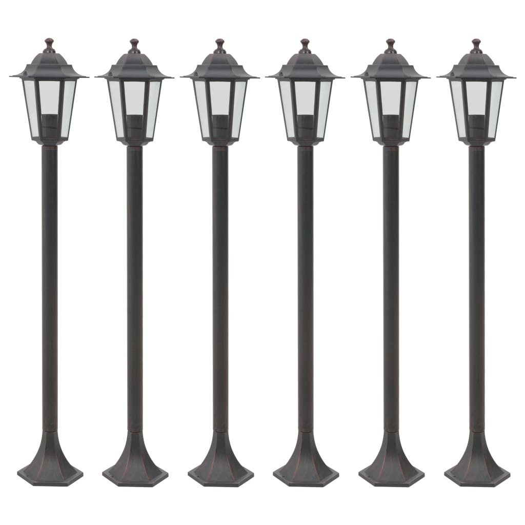vidaXL Gartenleuchte NA Garten-Pollerleuchte 6 Stk E27 110 cm Aluminium Bronzefarben Garten