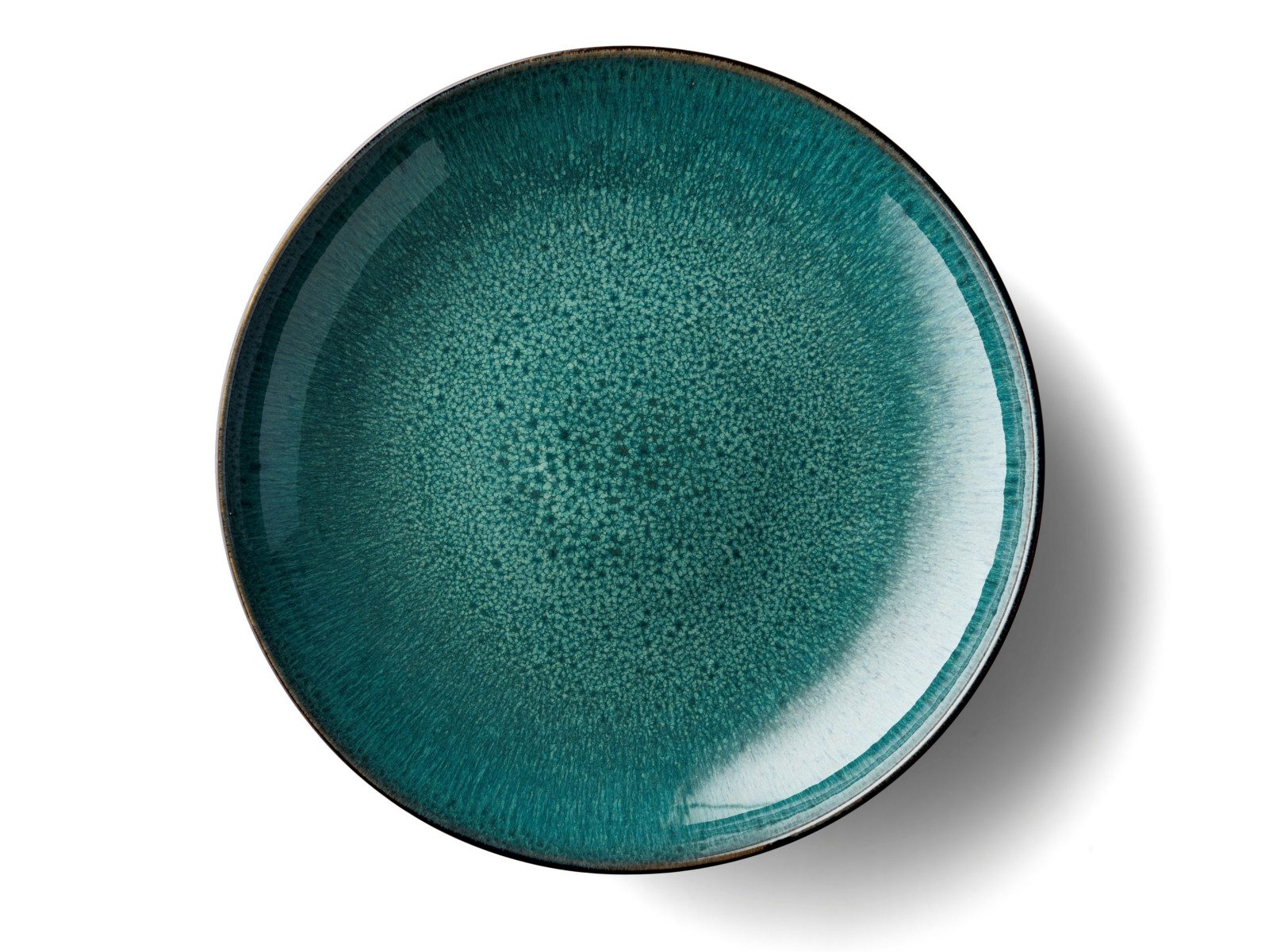 Bitz Servierschale Servierschale matt black / shiny green 40 cm, Steinzeug, (Servierschalen), Platte rund 40 cm Steinzeug Schwarz/Grün
