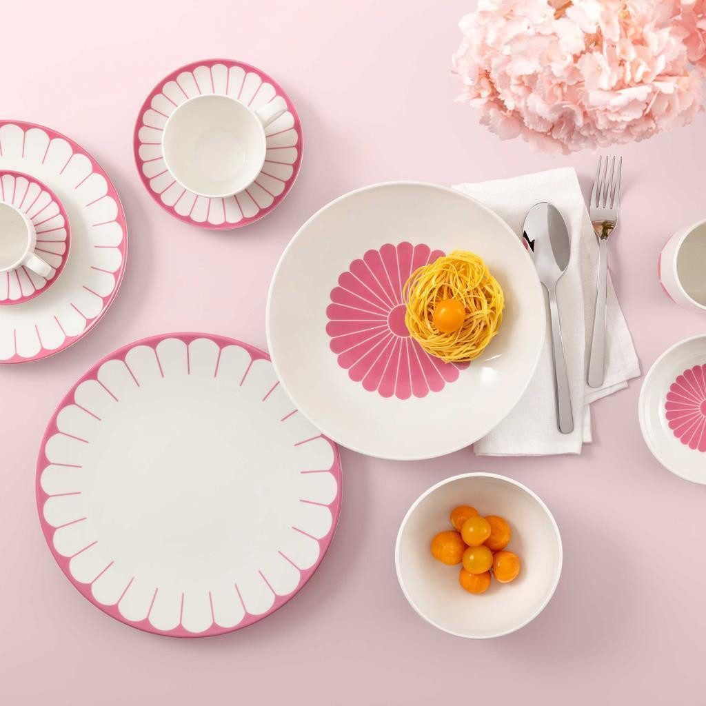 Villeroy & Boch Tafelservice Fleur Couleur Tafelservice 12er Set (12-tlg), 6 Personen, Porzellan