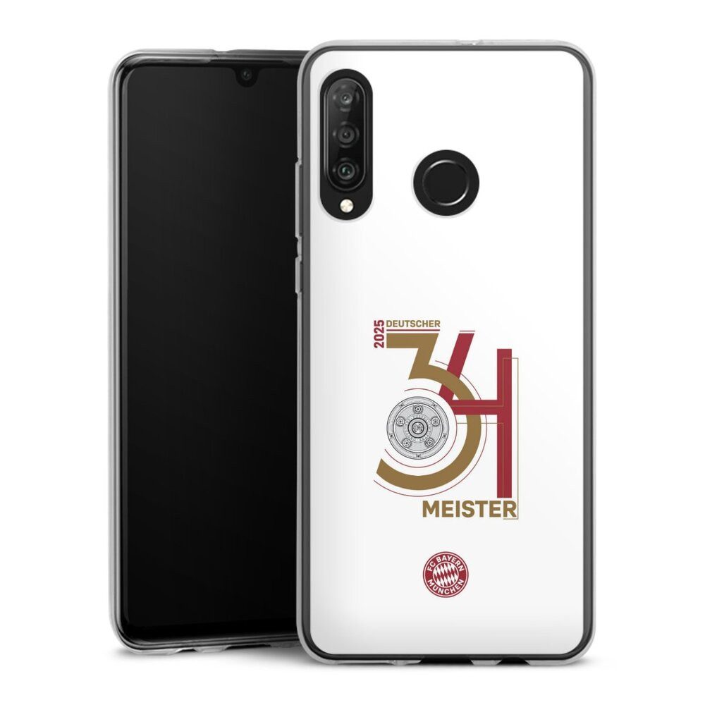 DeinDesign Handyhülle FC Bayern München Meister Offizielles Lizenzprodukt, Huawei P30 Lite Premium Silikon Hülle Bumper Case Handy Schutzhülle
