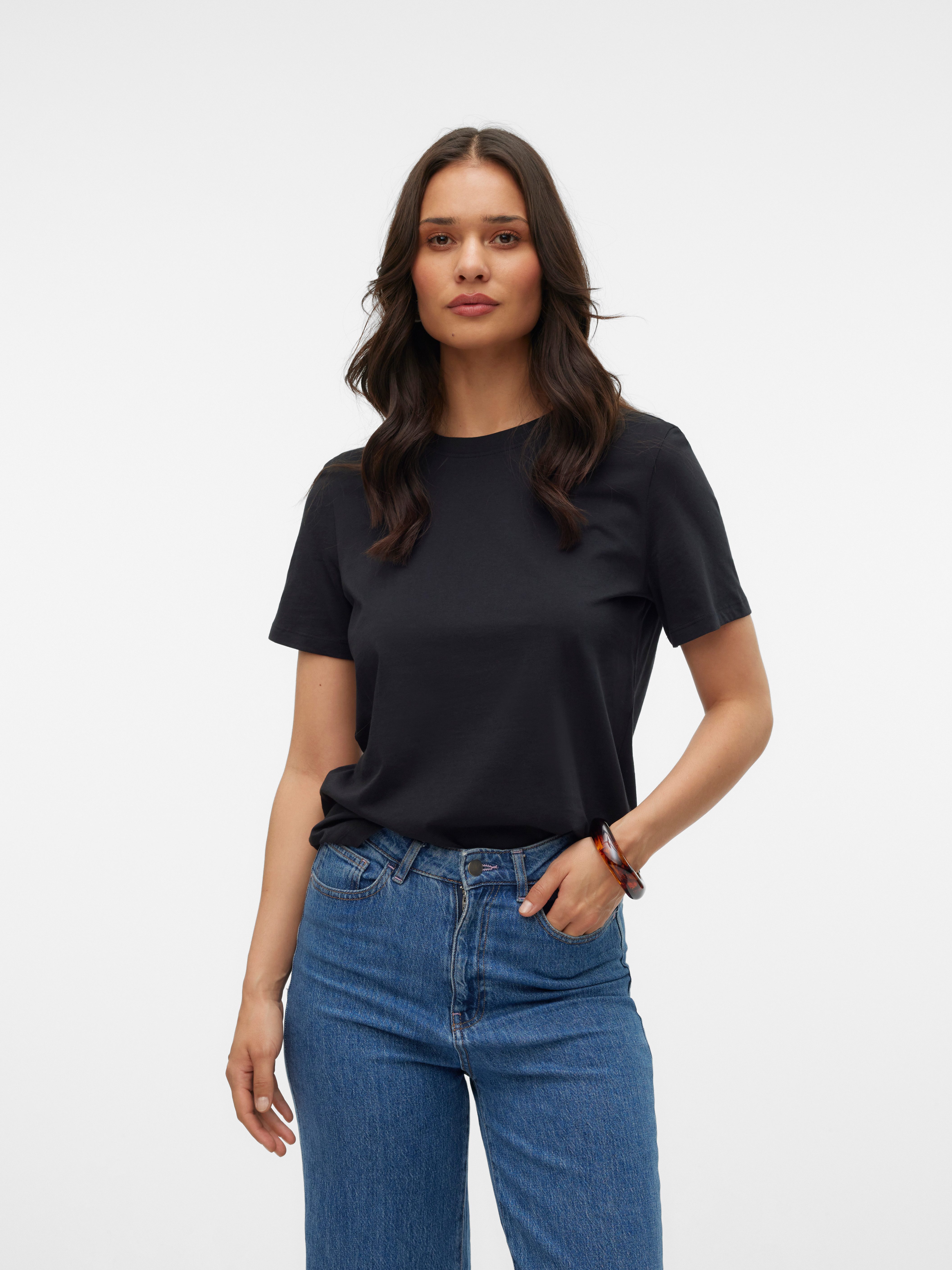 Vero Moda Kurzarmshirt VMPAULINA SS T-SHIRT GA JRS NOOS Baumwolle, regular günstig online kaufen