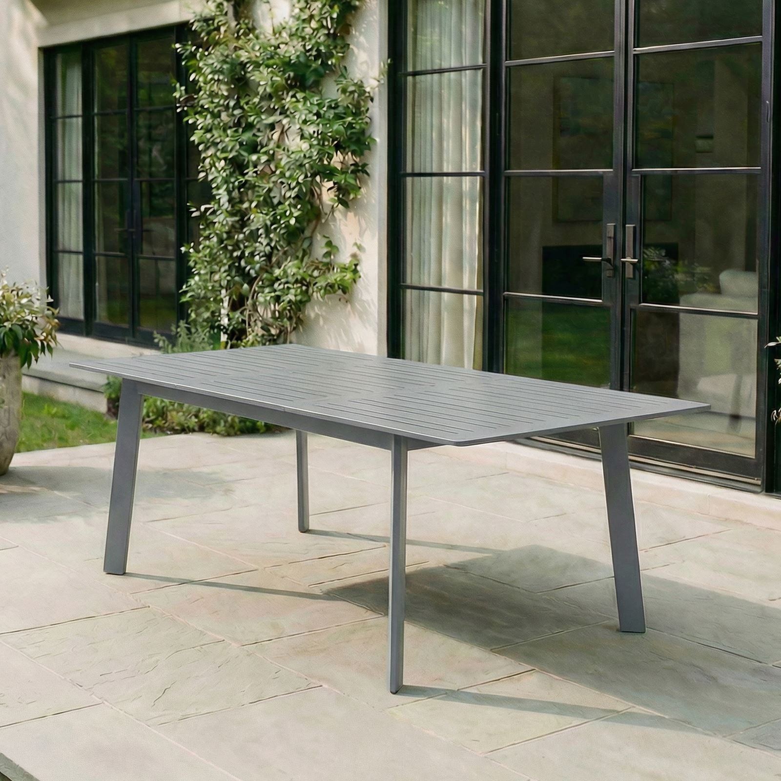 IDIMEX Gartentisch VERANO, Outdoor Tisch ausziehbar 180-260cm für 8 Personen, Aluminium Anthrazit