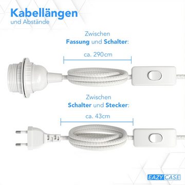 EAZY CASE Lampenfassung 3x E27 Lampensockel 3,5m Textil DIY Lampenschirme, (1-St), E27 Sockel Schraubring für Lampenschirme Deko Lampe zum Aufhängen Weiß