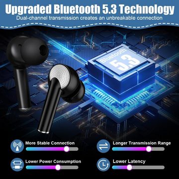 AXFEE Kabellos Bluetooth 5.3mit LED Anzeige und ENC Mic ImmersiverDeep Bass In-Ear-Kopfhörer (LED-Anzeige zeigt Akkustand. Ergonomisches Design für langen Tragekomfort. Wasserabweisendes Material., IP5 Wasserdicht HiFi Stereo Ohrhörer, USB-C)