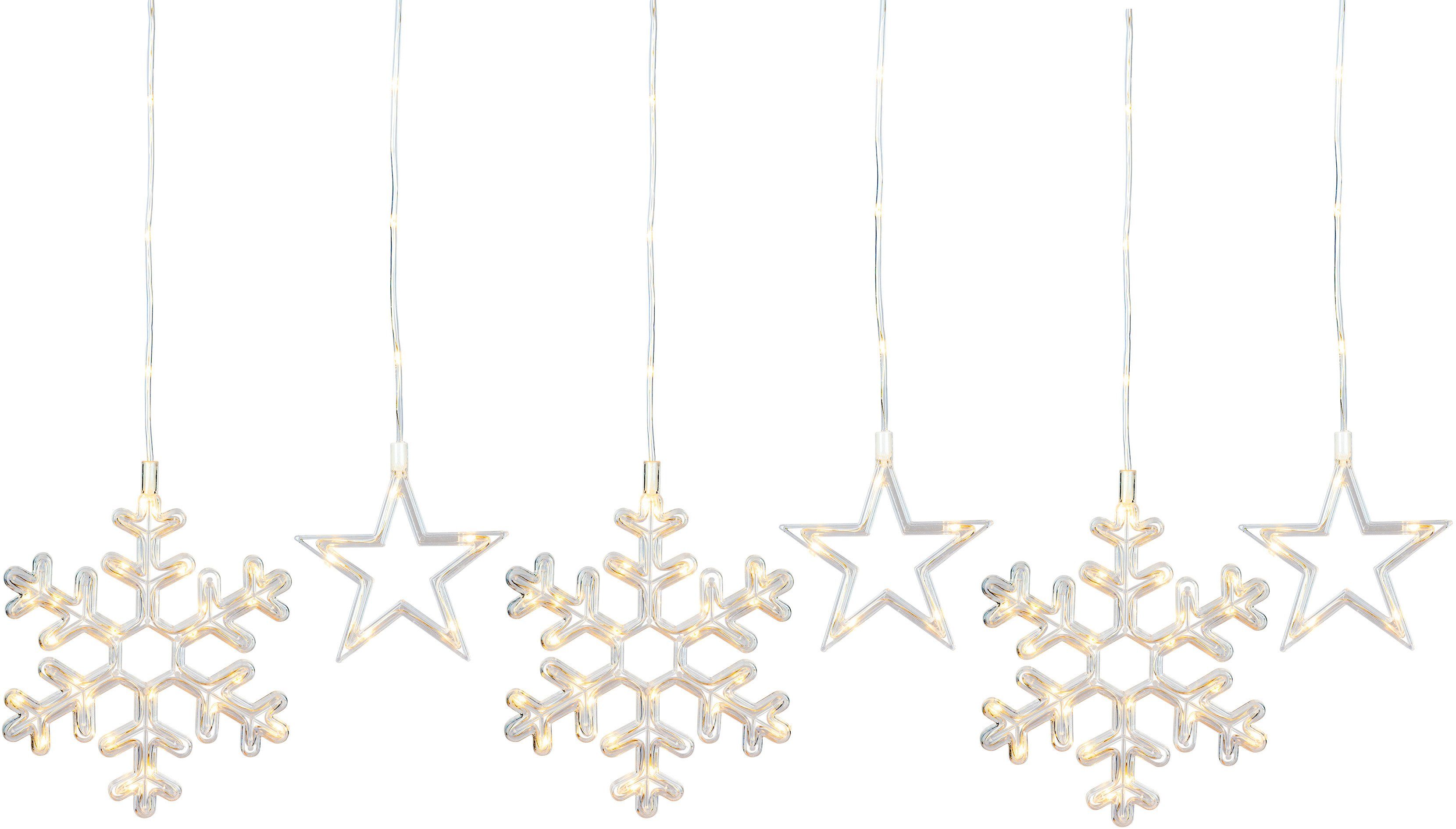 Attraktive Preise Star-Max LED-Lichtervorhang 200 200-flammig, aussen, Sternen LEDs, Weihnachtsdeko Outdoor mit In- Motiven, und und Schneeflocken