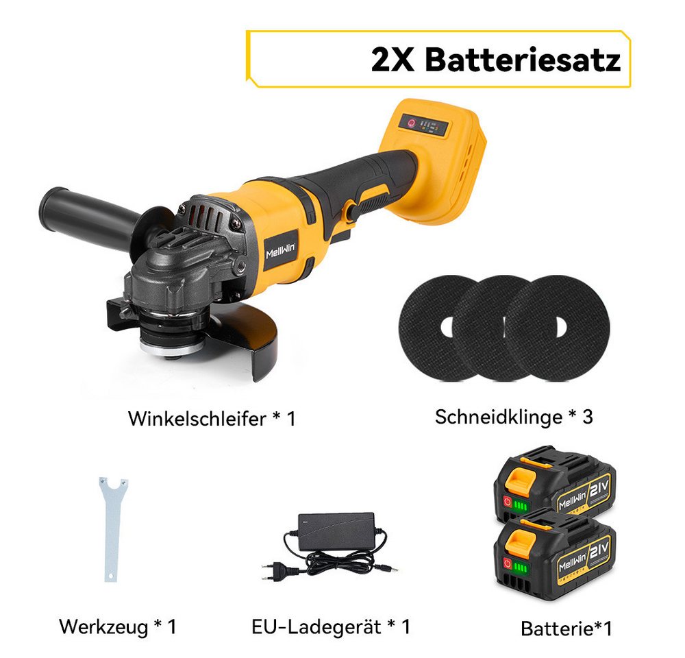 Thumbnail - ONEVAN Akku-Winkelschleifer Bürstenloser 125 mm Schleifer, 12000U/min Elektrischer Winkelschleifer, für Präzises Trennen...