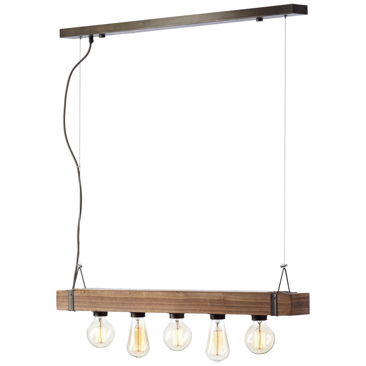 Brilliant Pendelleuchte Woodhill, Lampe Woodhill A60, 5x 30W, antik/schwarz Pendelleuchte 5flg g. E27