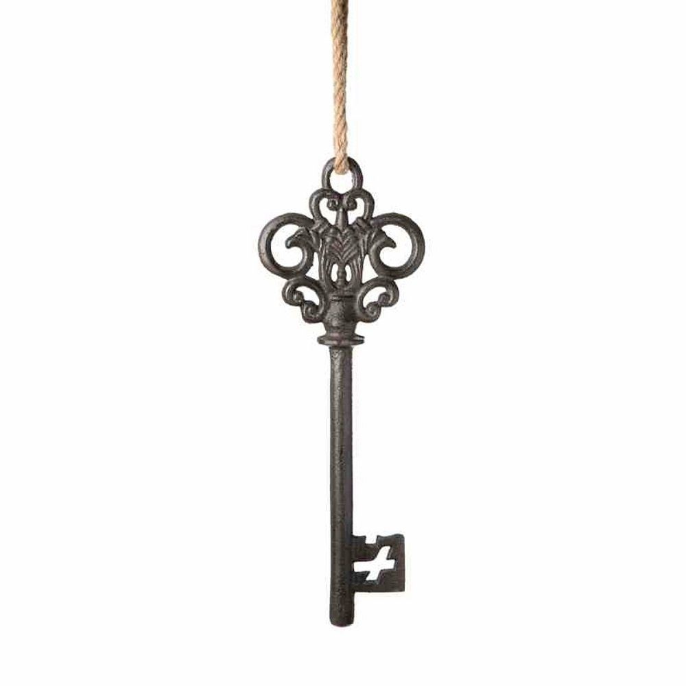 Linoows Dekoobjekt XXL Barock Schlüssel, Gusseisen Rathaus Schlüssel (1), Riesen Schlüssel mit Juteschnur