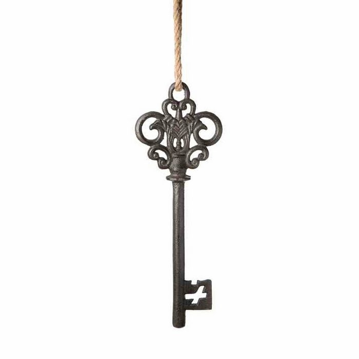 Linoows Dekoobjekt XXL Barock Schlüssel Gusseisen Rathaus Schlüssel (1) Riesen Schlüssel mit Juteschnur