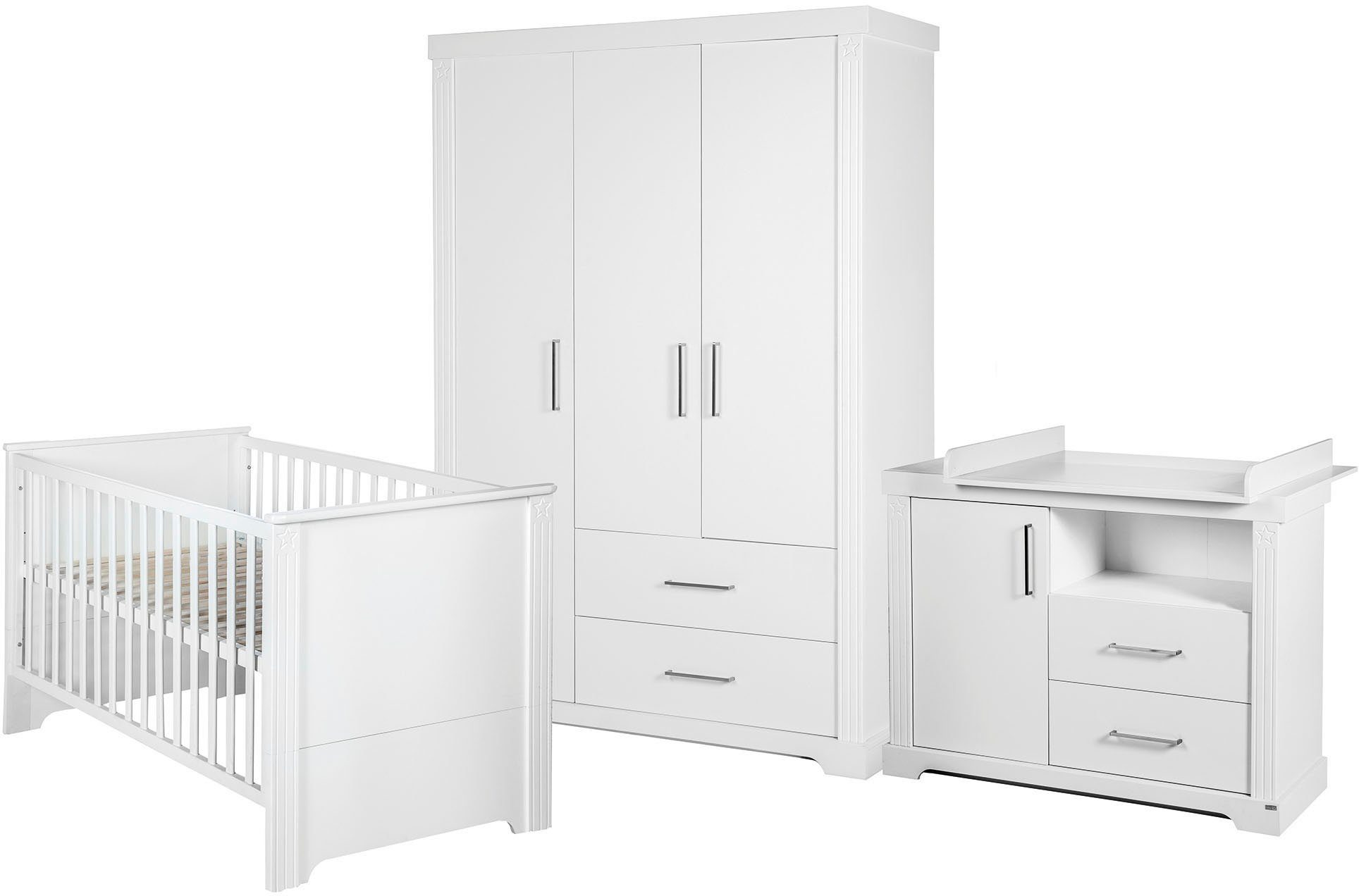 roba® Babyzimmer-Komplettset Maxi, (Set, 3-St., Kinderbett, Schrank, Wickelkommode), 3-türig; mit Kinderbett, Schrank und Wickelkommode