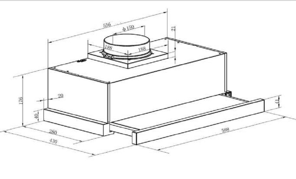 PKM Flachschirmhaube KHU-60EB 60cm Dunstabzugshaube ausziehbar Edelstahlblende Serie KHU-60EB KHU-60EB 60cm Dunstabzugshaube ausziehbar Edelstahlblende, Platzsparende Einbau Abzugshaube mit herausnehmbaren Fettfiltern