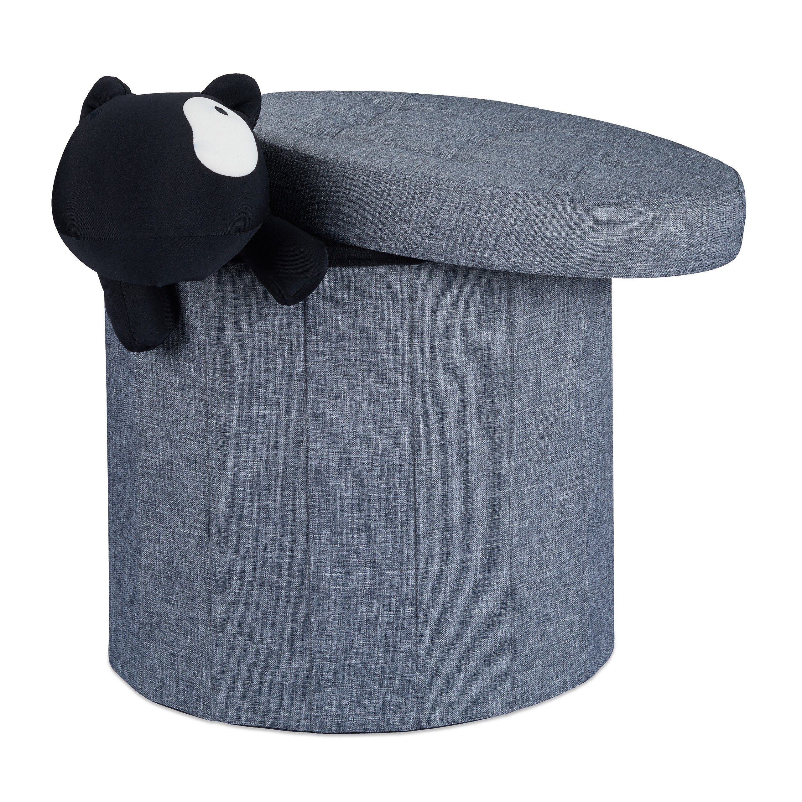 relaxdays Sitzhocker mit Stauraum Größe L rund, Dunkelgrau günstig online kaufen