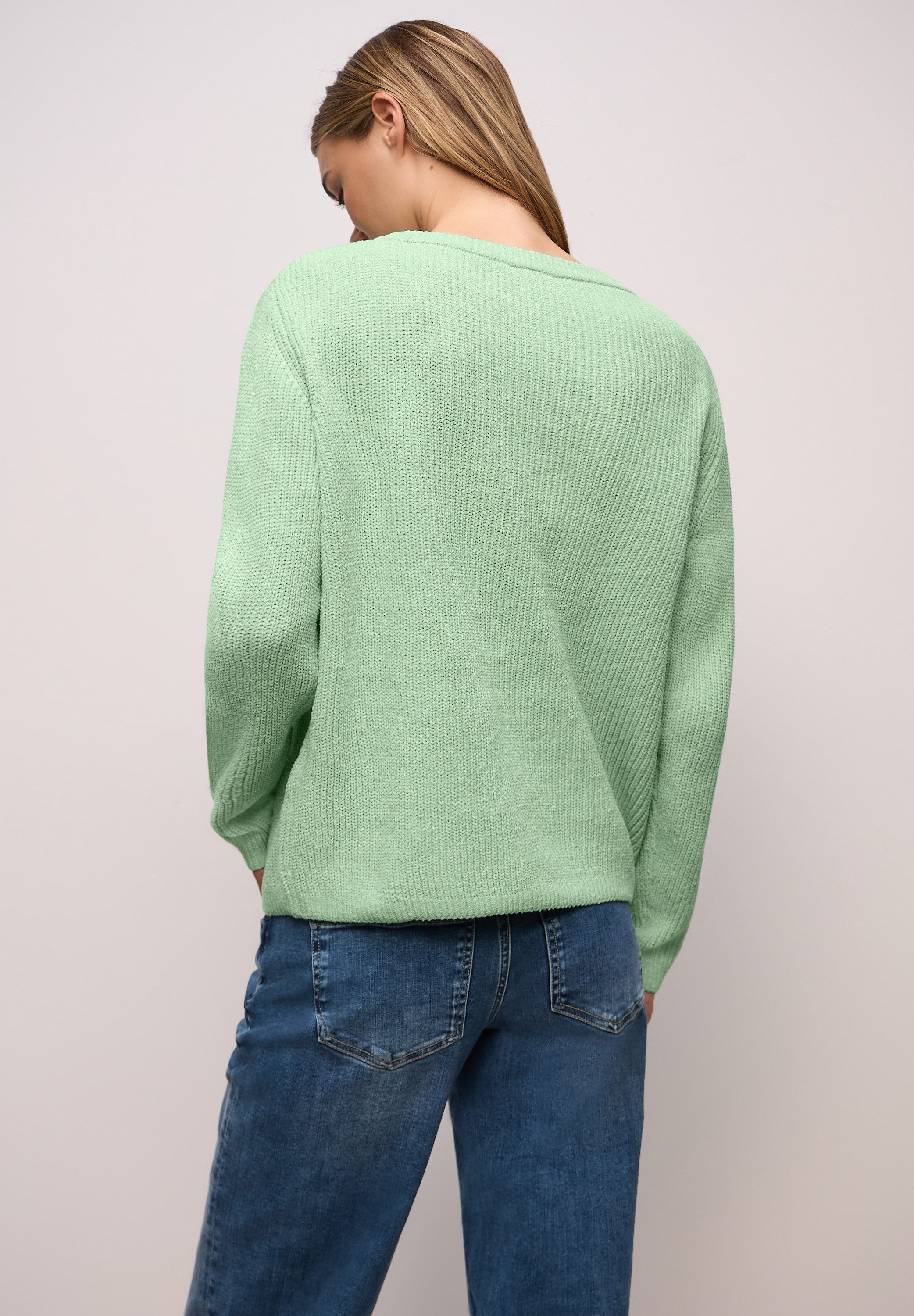 STREET ONE Strickpullover Chenille Pullover mit U-Boot-Auschnitt