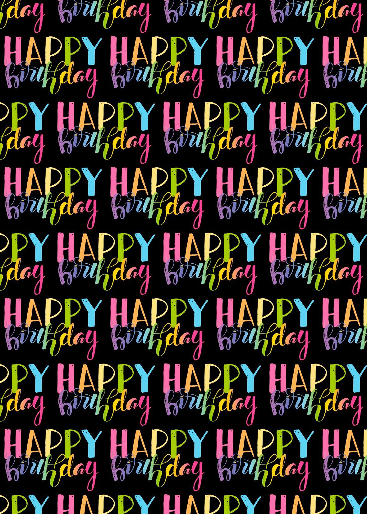 BSB Grußkarten Geschenkpapier – Röllchen - 70x150 cm - Happy Birthday Schriftzug