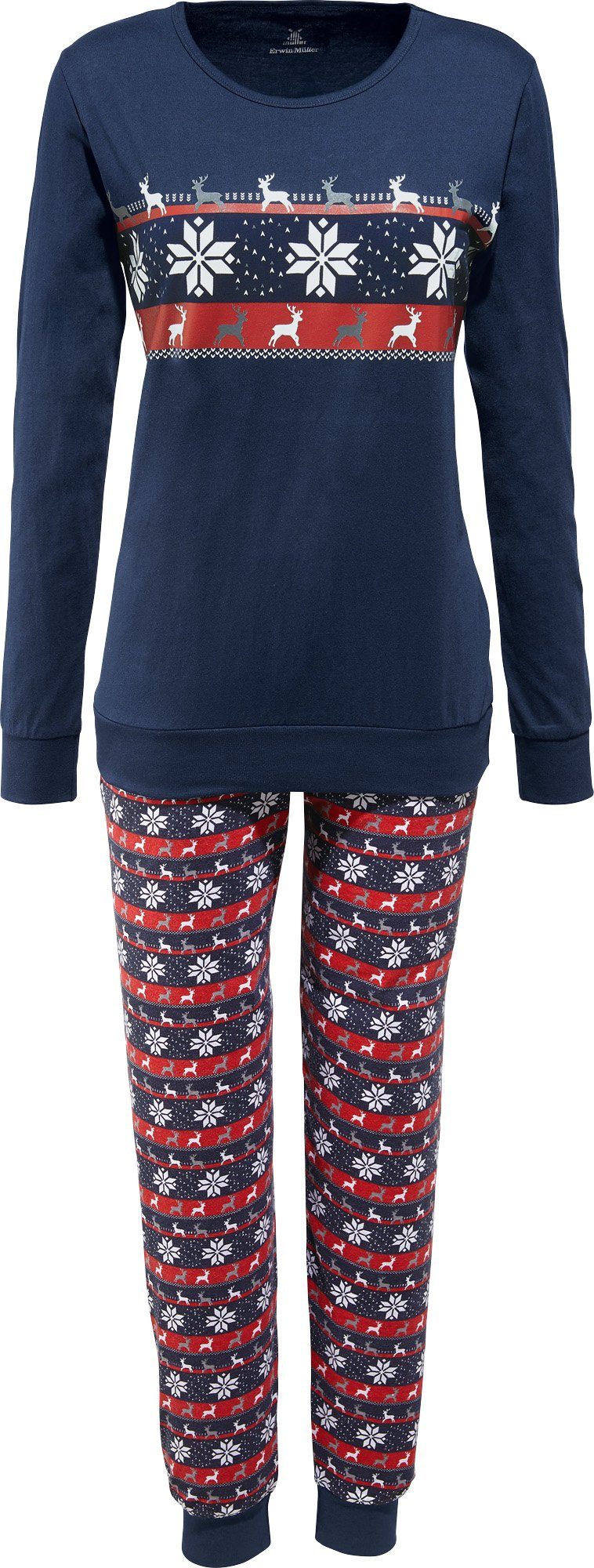 Erwin Müller Pyjama Damen-Schlafanzug Single-Jersey gemustert/Tiermotive