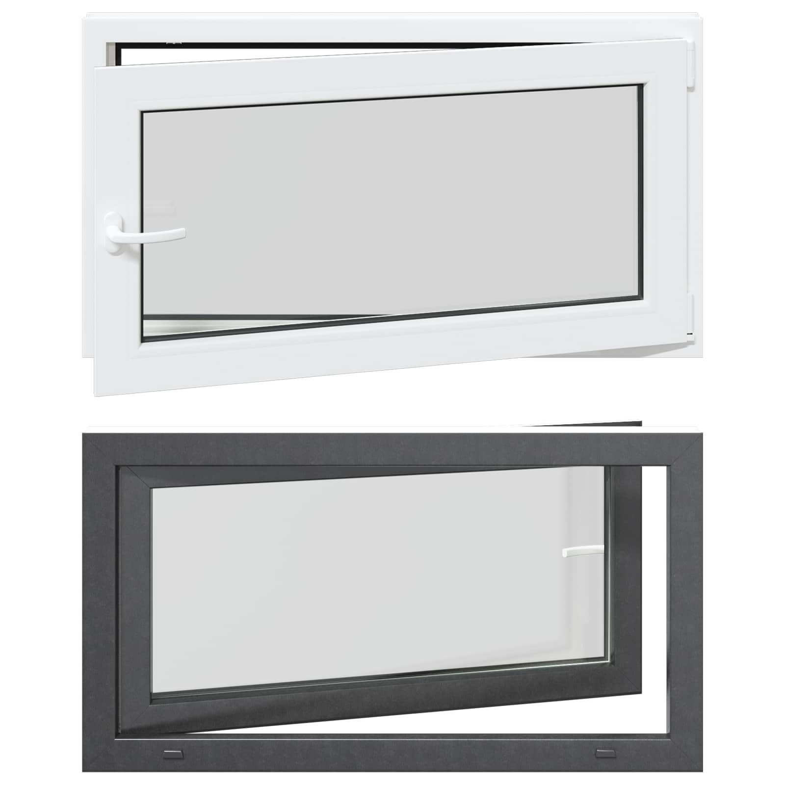 vidaXL Fenster Kellerfenster Innenseite Farbe Weiß RISOR 110 x 50 cm, (1 St)