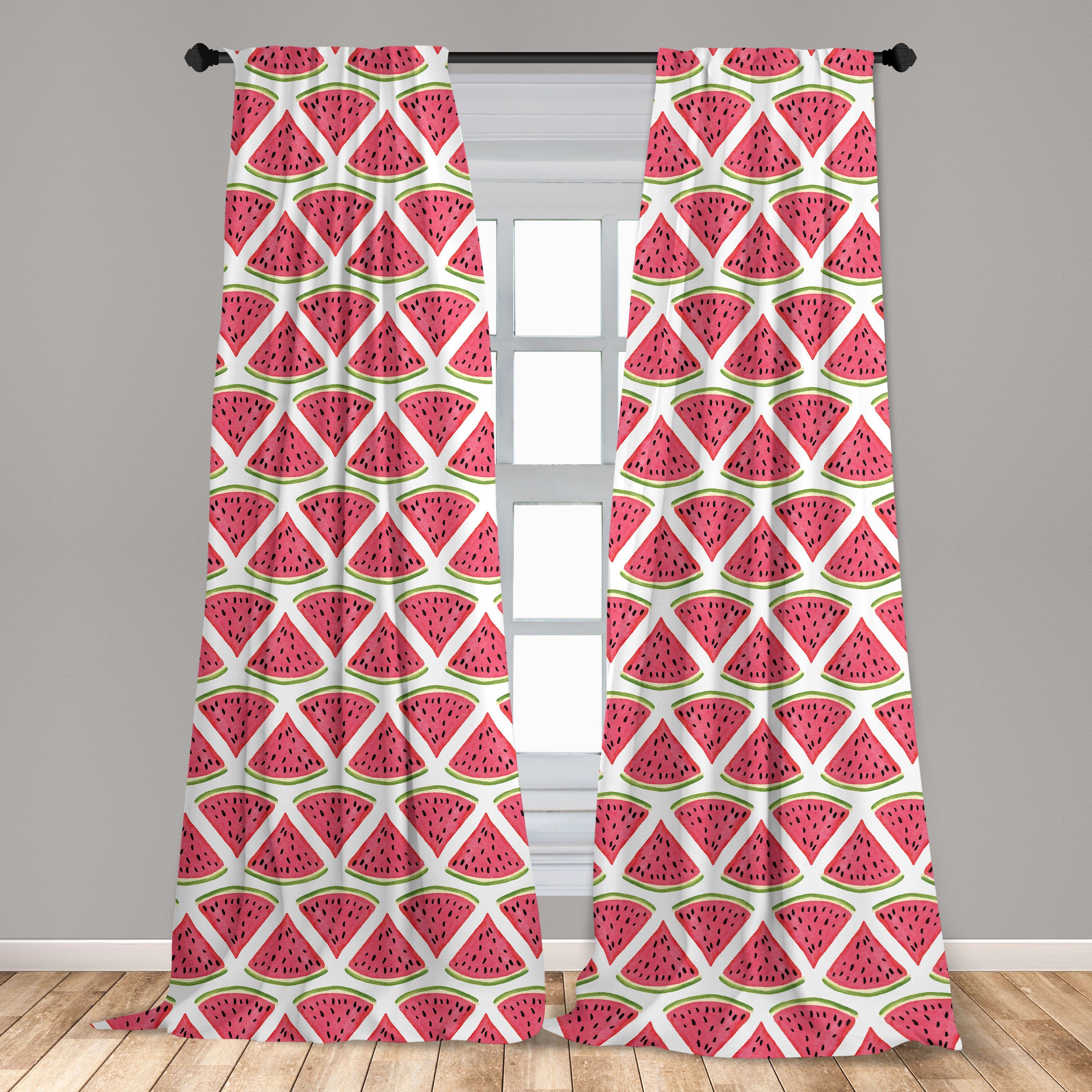Gardine Vorhang für Wohnzimmer Exotische Wassermelone Microfaser, Früchte Dekor, Abakuhaus, Schlafzimmer mit Samen
