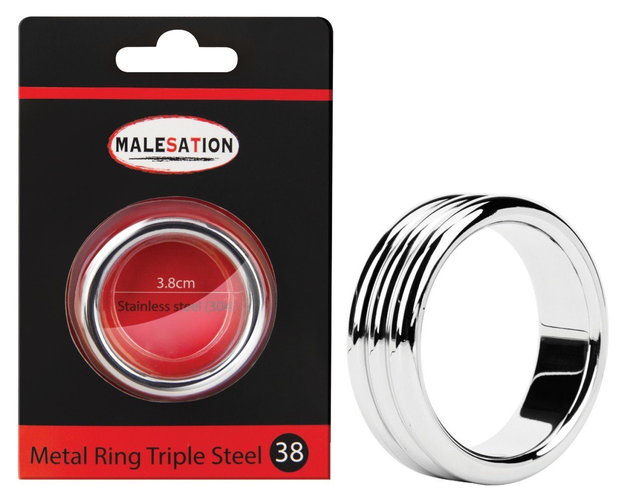 Malesation Penisring MALESATION Metal Ring Triple Steel - (38,44,48) | Penisringe