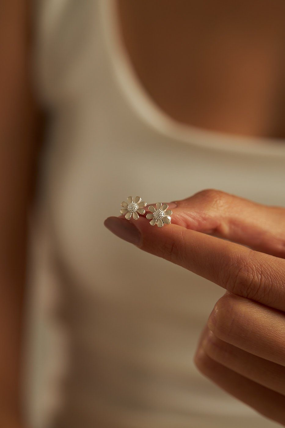 Einzelstück Paar Ohrstecker Ohrstecker 925 Silber Gänseblümchen Ohrringe, 9 günstig online kaufen