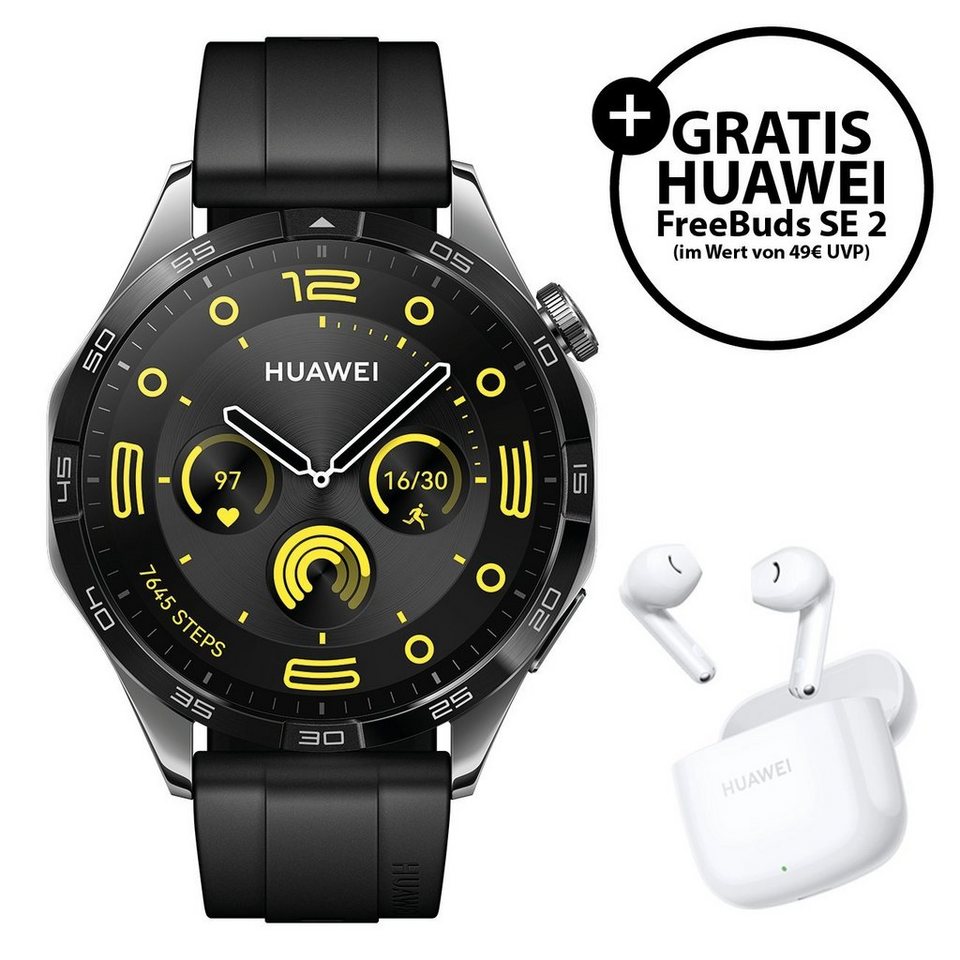 Huawei Watch GT4 46mm Smartwatch, Gratis HUAWEI FreeBuds SE 2 in white
