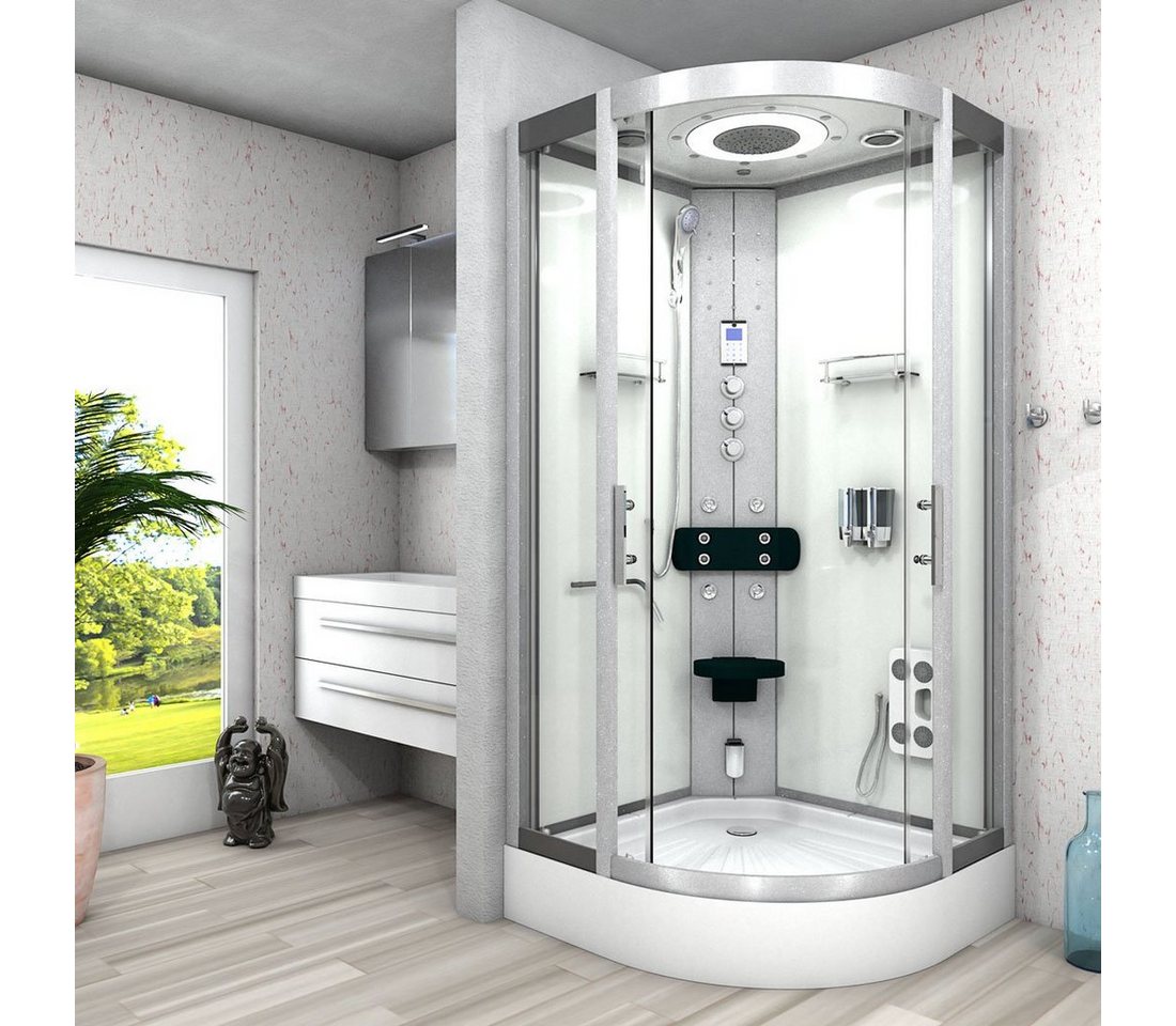Thumbnail - AcquaVapore Dampfdusche Dampfdusche Duschkabine D58-10T3-ALL Weiß 90x90, Sicherheitsglas ESG, inklusive Duschwanne
