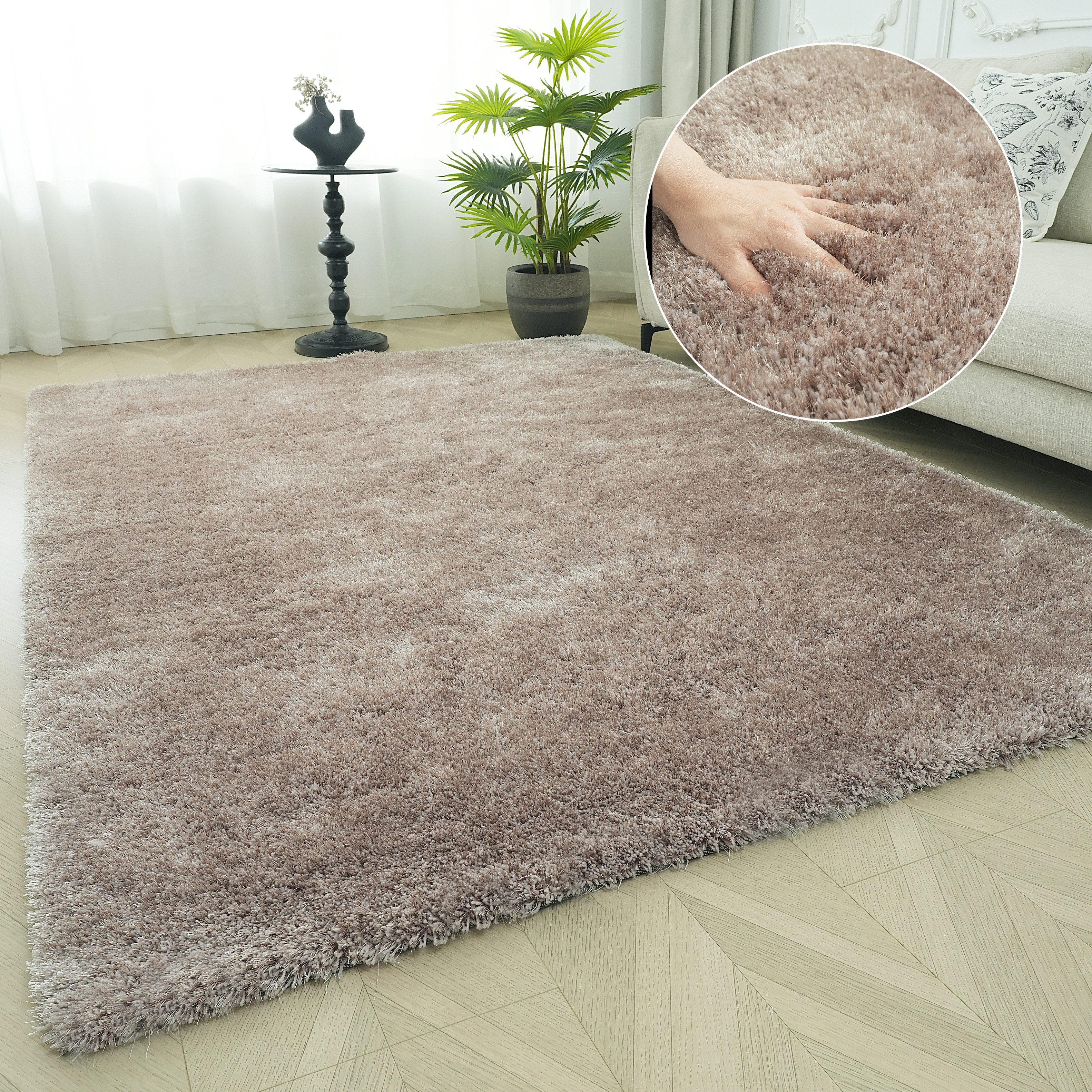 Bruno Banani Teppich Dana Teppich, besonders weich und kuschelig, Kundenliebling, rechteckig, Höhe: 30 mm, uni, Mikrofaser Teppiche, Wohnzimmer, Schlafzimmer, Esszimmer
