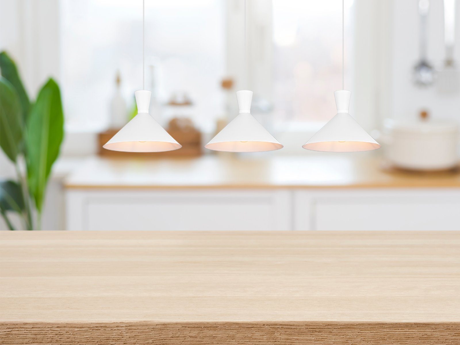 meineWunschleuchte LED Ø Kücheninsel wechselbar, Weiß Pendelleuchte, 35cm Weiß Industrie-design über für Warmweiß, LED einflammig, hängend matt Dimmfunktion