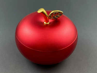 Florissima Aschenbecher Apfel Aschenbecher rot, Dekoration, Geheimversteck, Aufbewahrung, hochwertig aus Metall mit Glitzer Steinchen