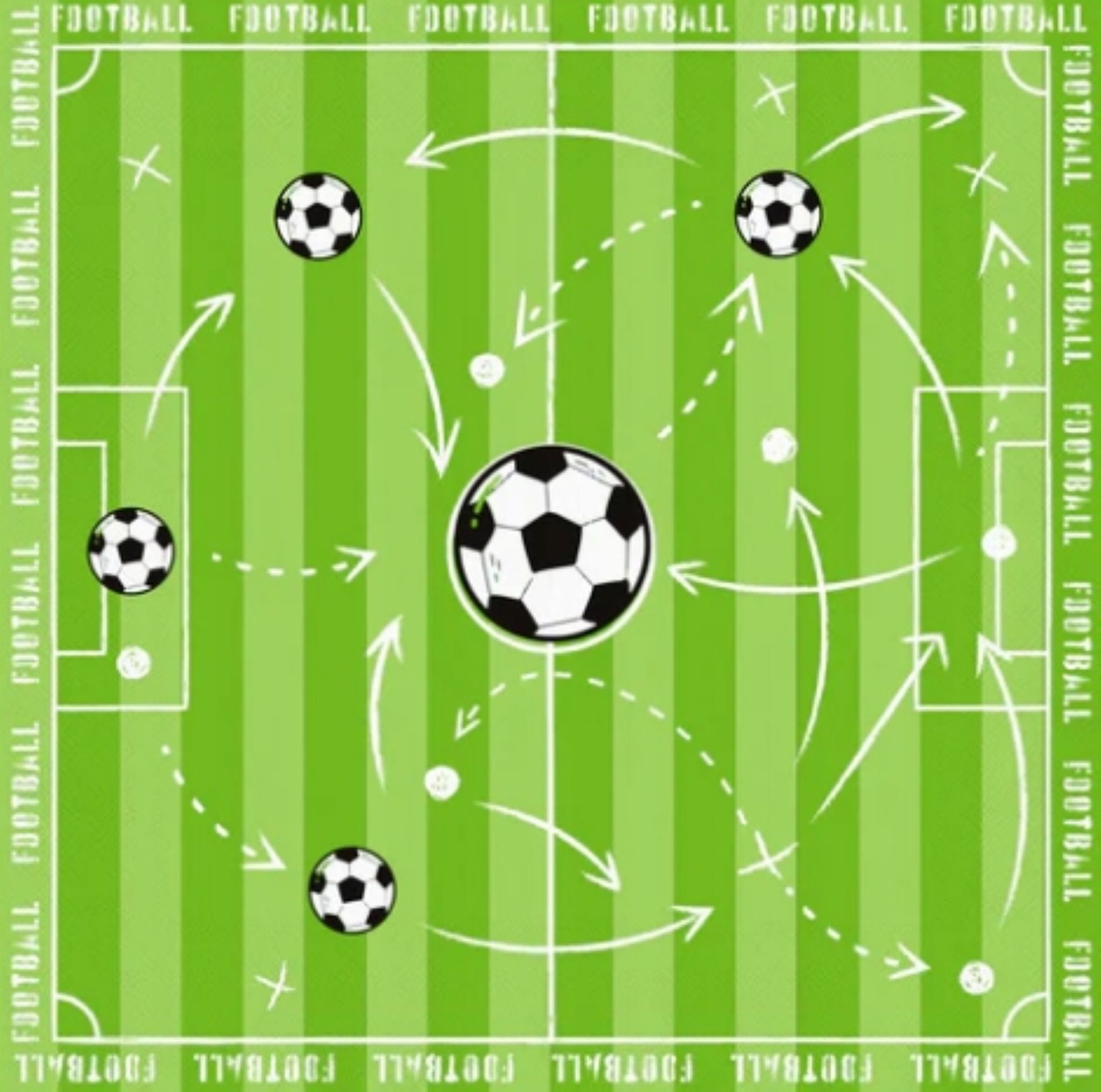 PartyPal Pappteller Fußball Geburtstagsset für Kinder, Fan-Party-Set, 56-teilig