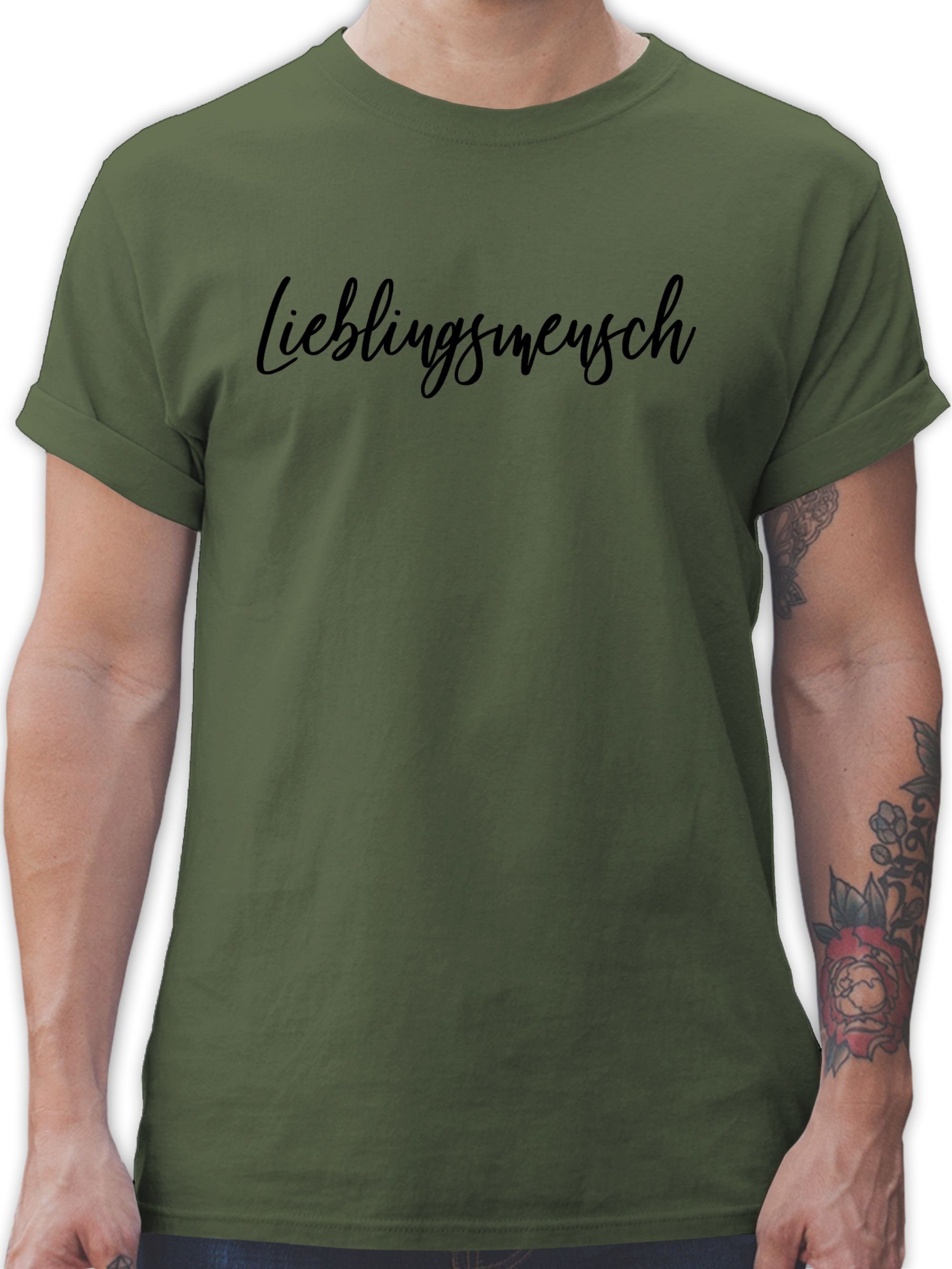 Shirtracer T-Shirt Lieblingsmensch Schwarz Valentinstag Partner Liebe 2 Army Grün