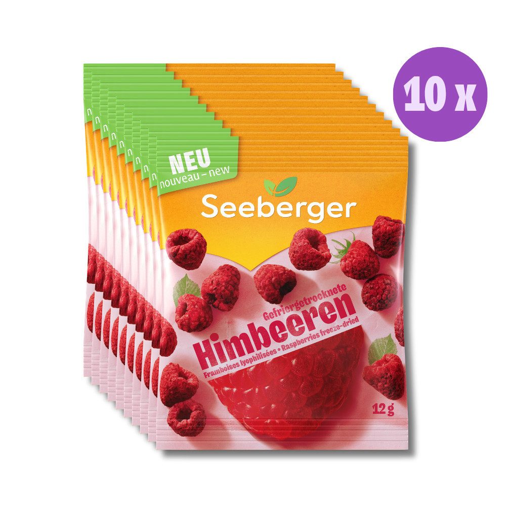 Seeberger Snacks Trockenfrüchte Seeberger gefriergetrocknete Himbeeren Multipack – 10 × 12 g, ohne Zuc, 10 x 15 g