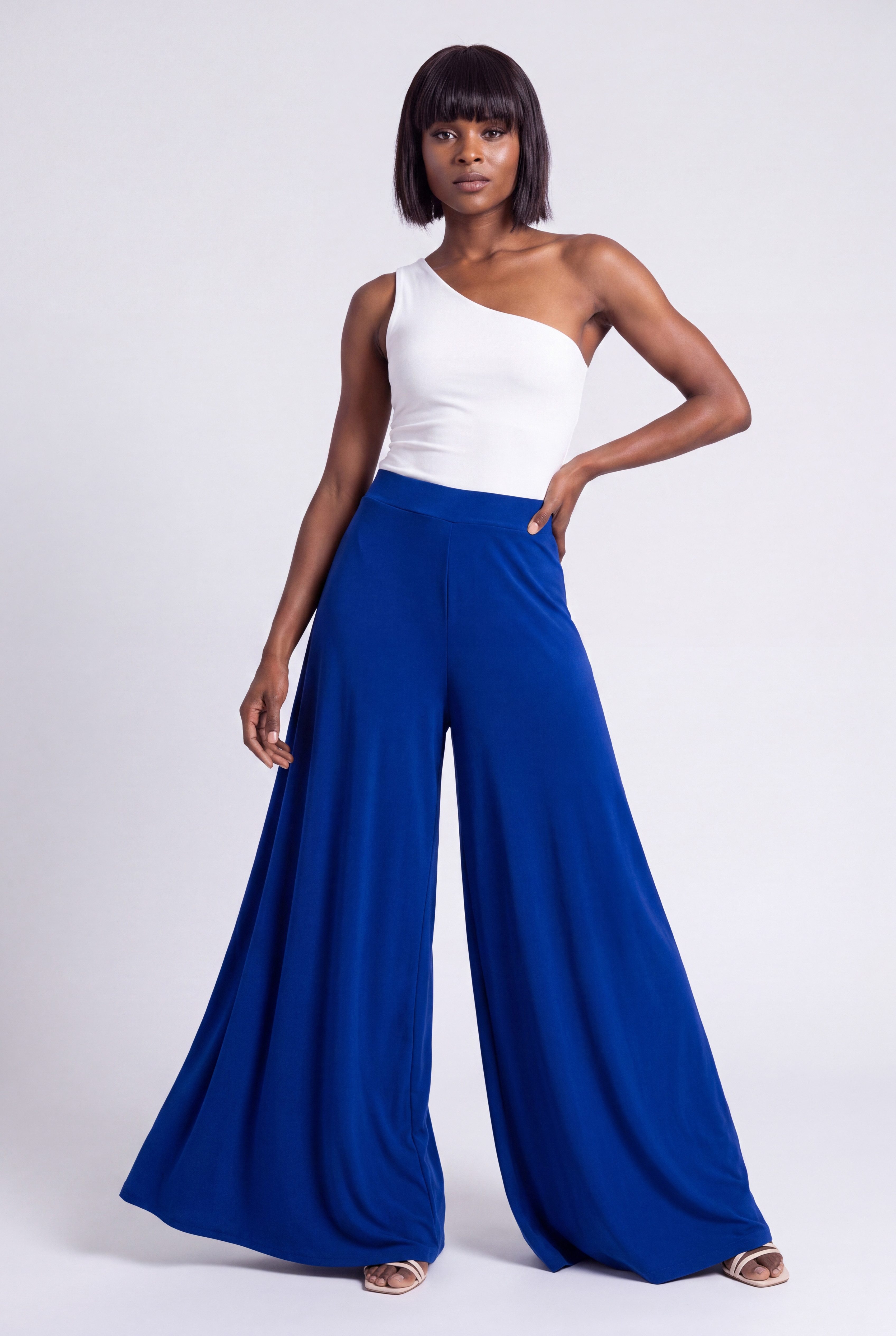 YC Fashion & Style Palazzohose Palazzo-/Wide-Leg-Hose Jerseyhose mit weitem Bein und elastischem Bund mit elastischem Bund