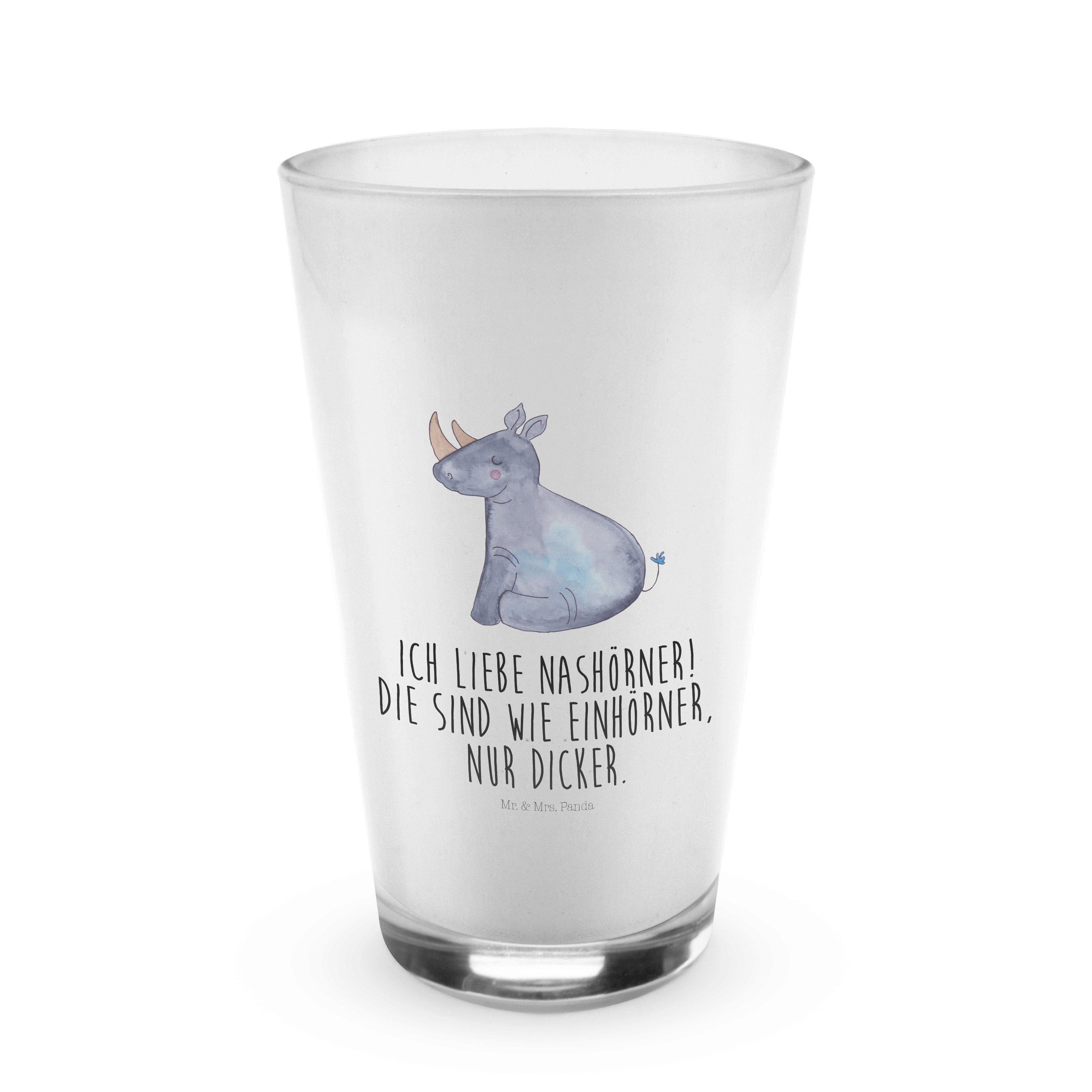 Mr. & Mrs. Panda Glas Einhorn Nashorn - Transparent - Geschenk, Einhörner, Erwachsenwerden, Premium Glas