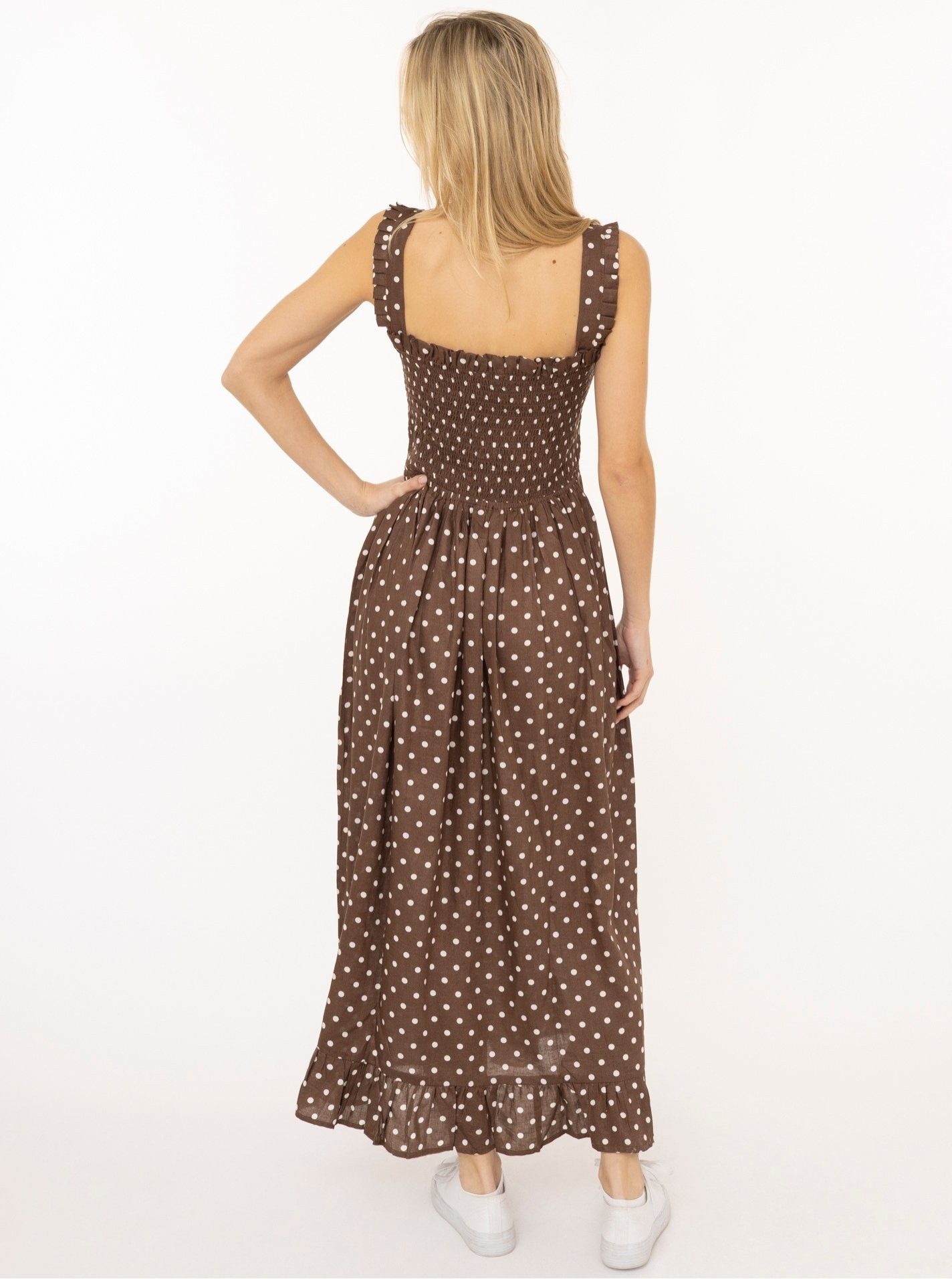 Zwillingsherz Maxikleid "Classic Dots" knöchellang, breite Träger, mit Punkten, elastisches Oberteil