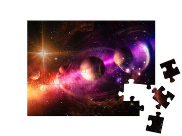 puzzleYOU Puzzle Weltraumszene mit Planeten, Sternen und Galaxien, 48 Puzzleteile, puzzleYOU-Kollektionen Weltraum, Universum