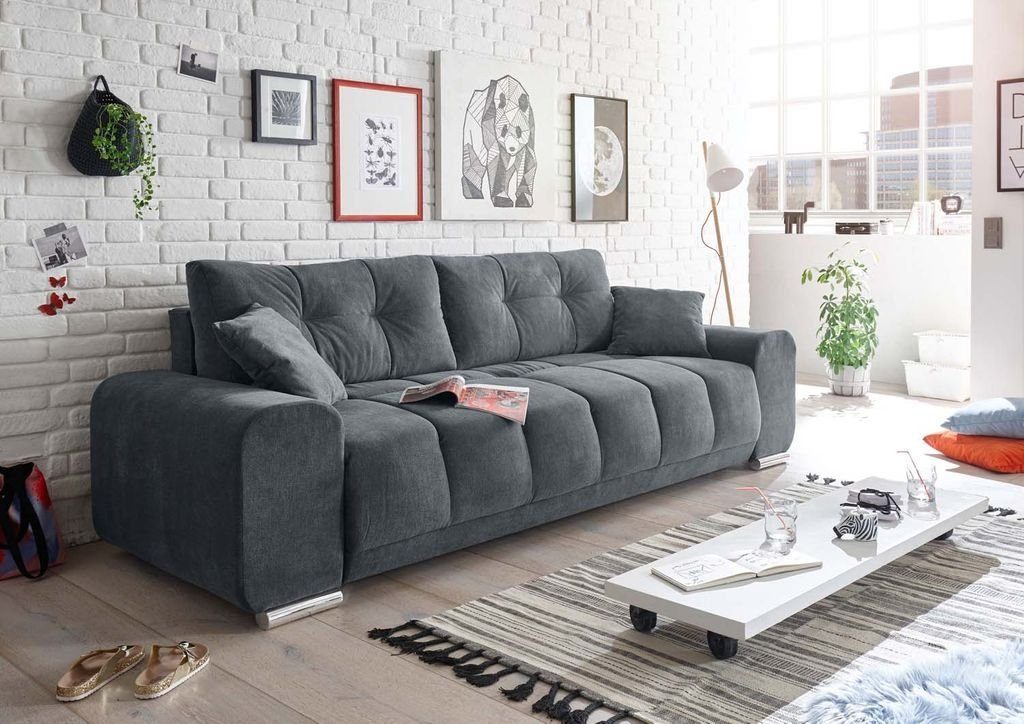 ED EXCITING DESIGN Schlafsofa, Schlafsofa 260x90 Couch Paco Sofa Schlafcouch Anthrazit cm