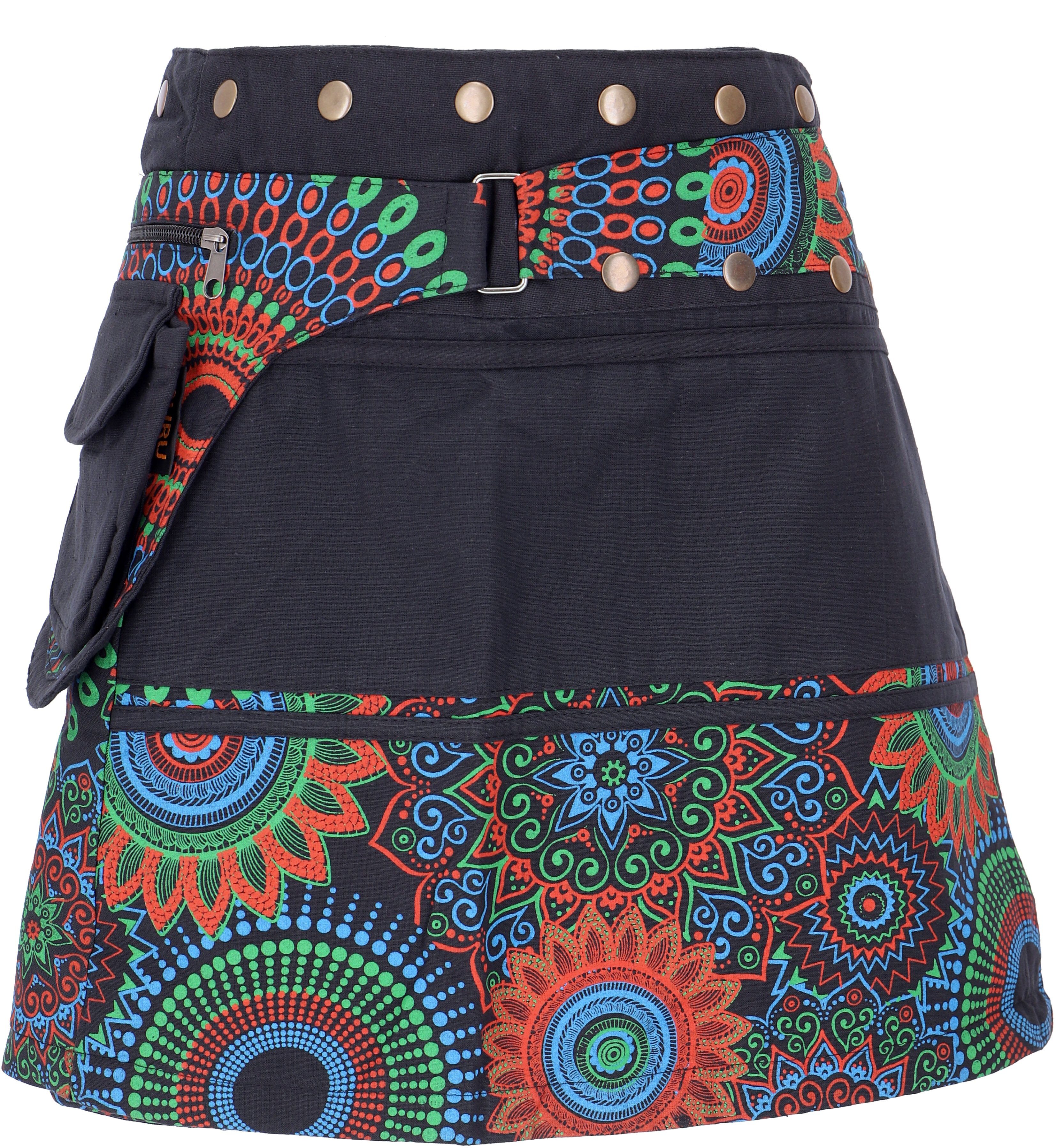 Guru-Shop Minirock Wickelrock, kurzer Rock, Cacheur, Boho.. alternative Bekleidung