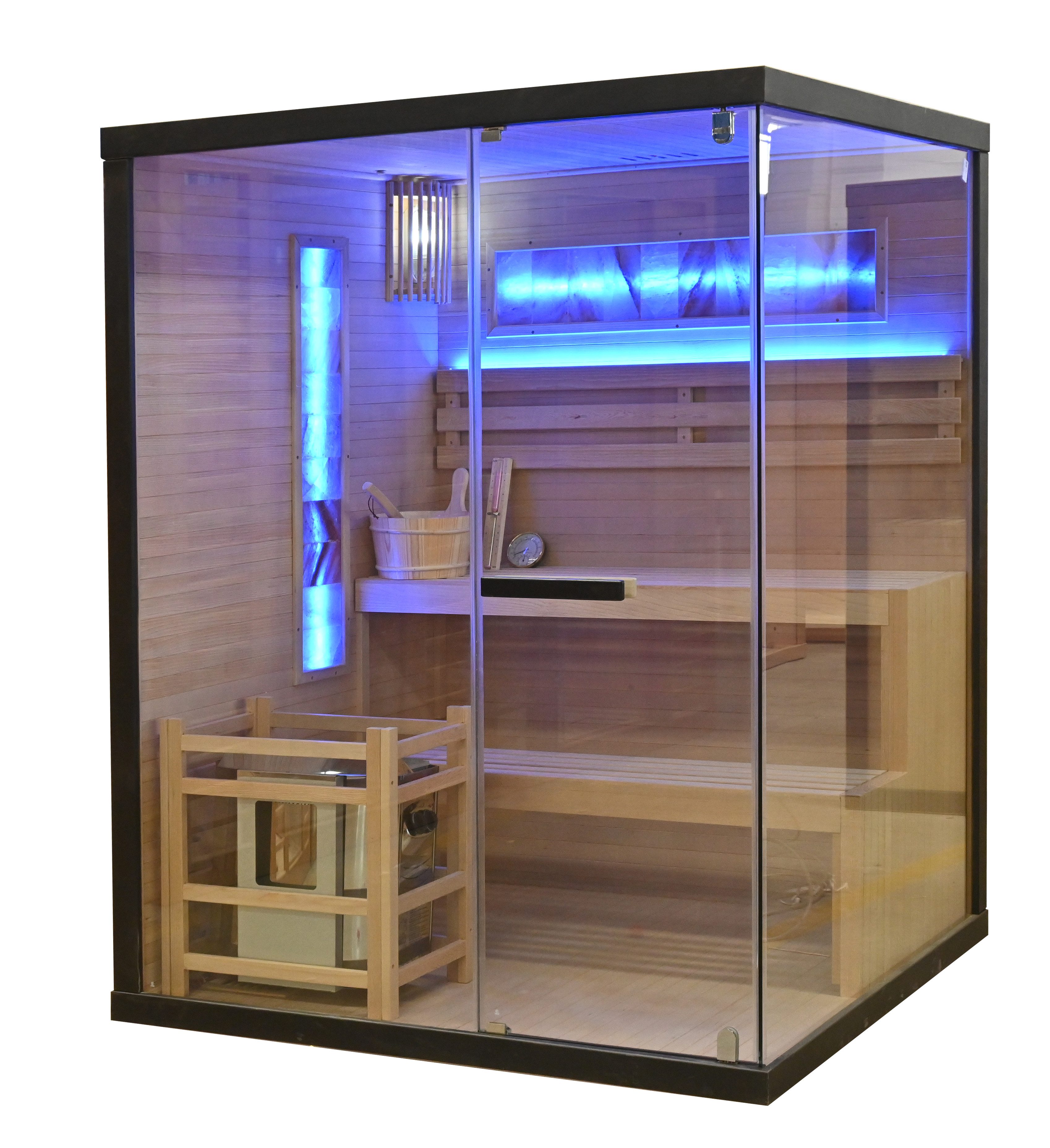 Sanotechnik Sauna LUXOR 2, BxTxH: 150 x 140 x 190 cm, inkl. Salzsteine und Saunaofen
