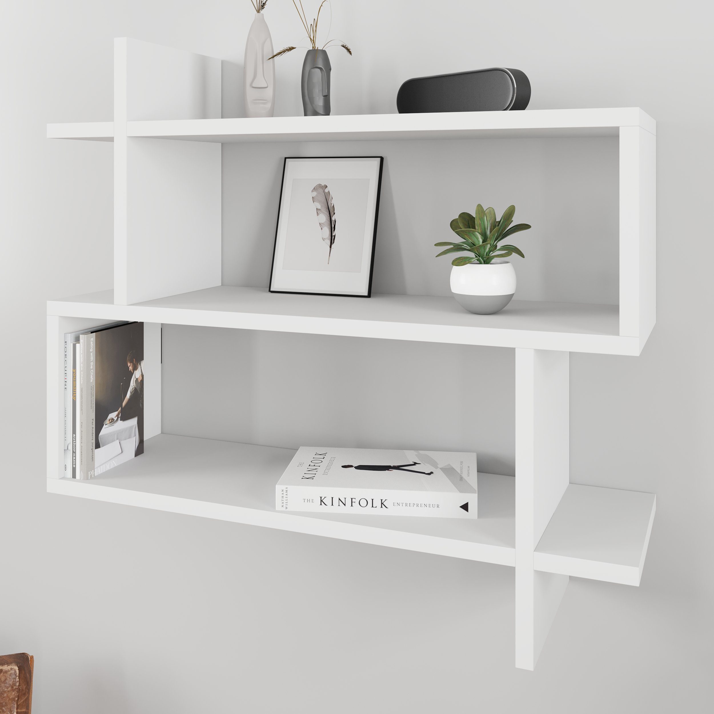 Decortie Bücherregal Paralel, Modernes Wandregal/Bücherregal, 70 x 22 x 65 cm