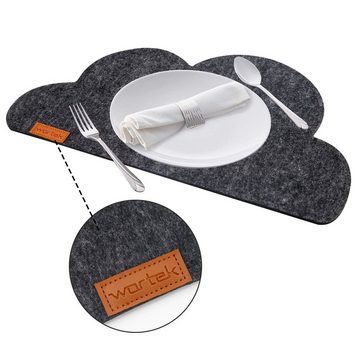 Platzset, Filz Kinder Tischset Platzset aus Filz Filzmatte, wortek, (Set, 2-St., 2-teilig), waschbare Tisch-Untersetzer Teller-Untersetzer Filzset Platz-Matte in Wolkenform