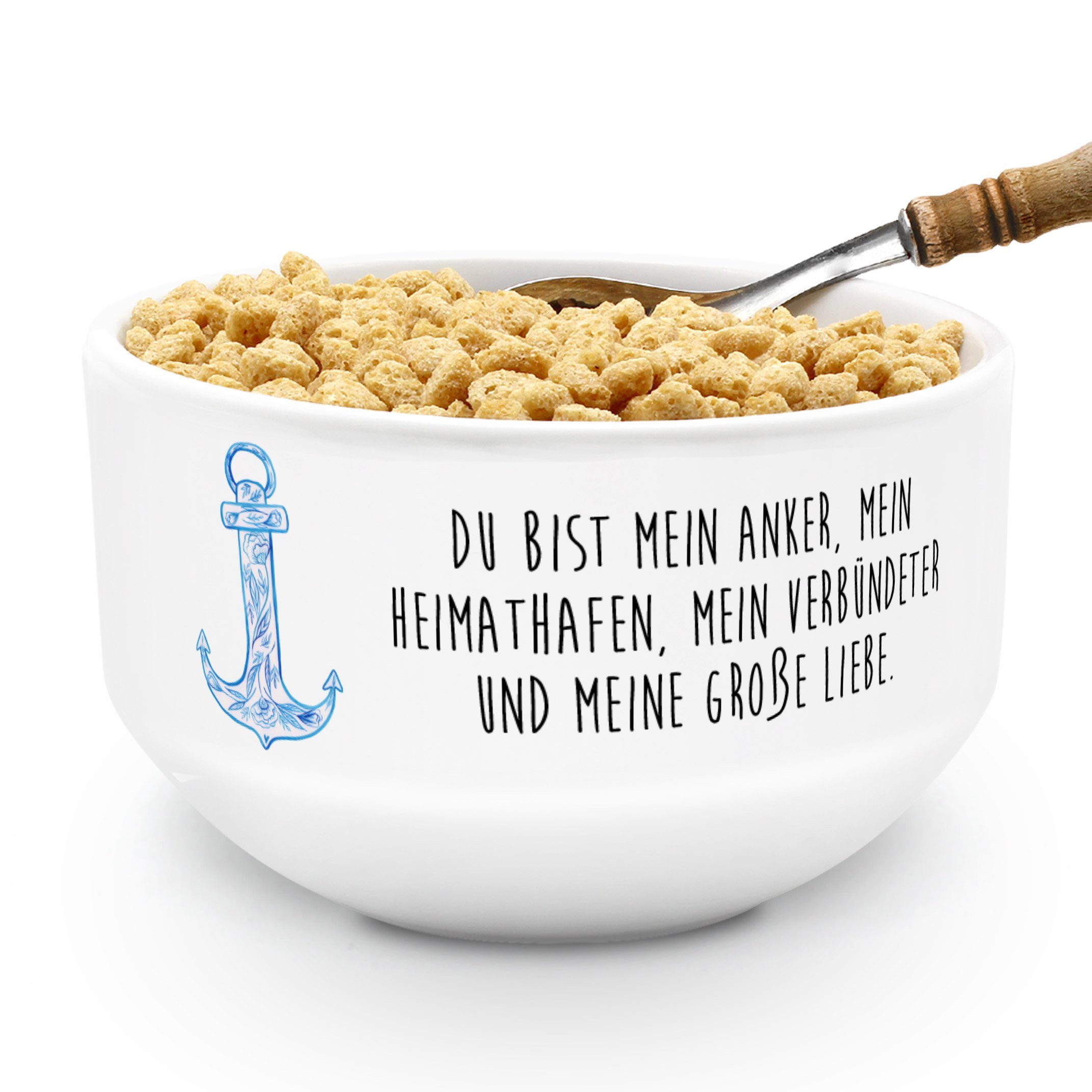 Mr. & Mrs. Panda Müslischale Anker Blau Weiß Geschenk, Müsli schale