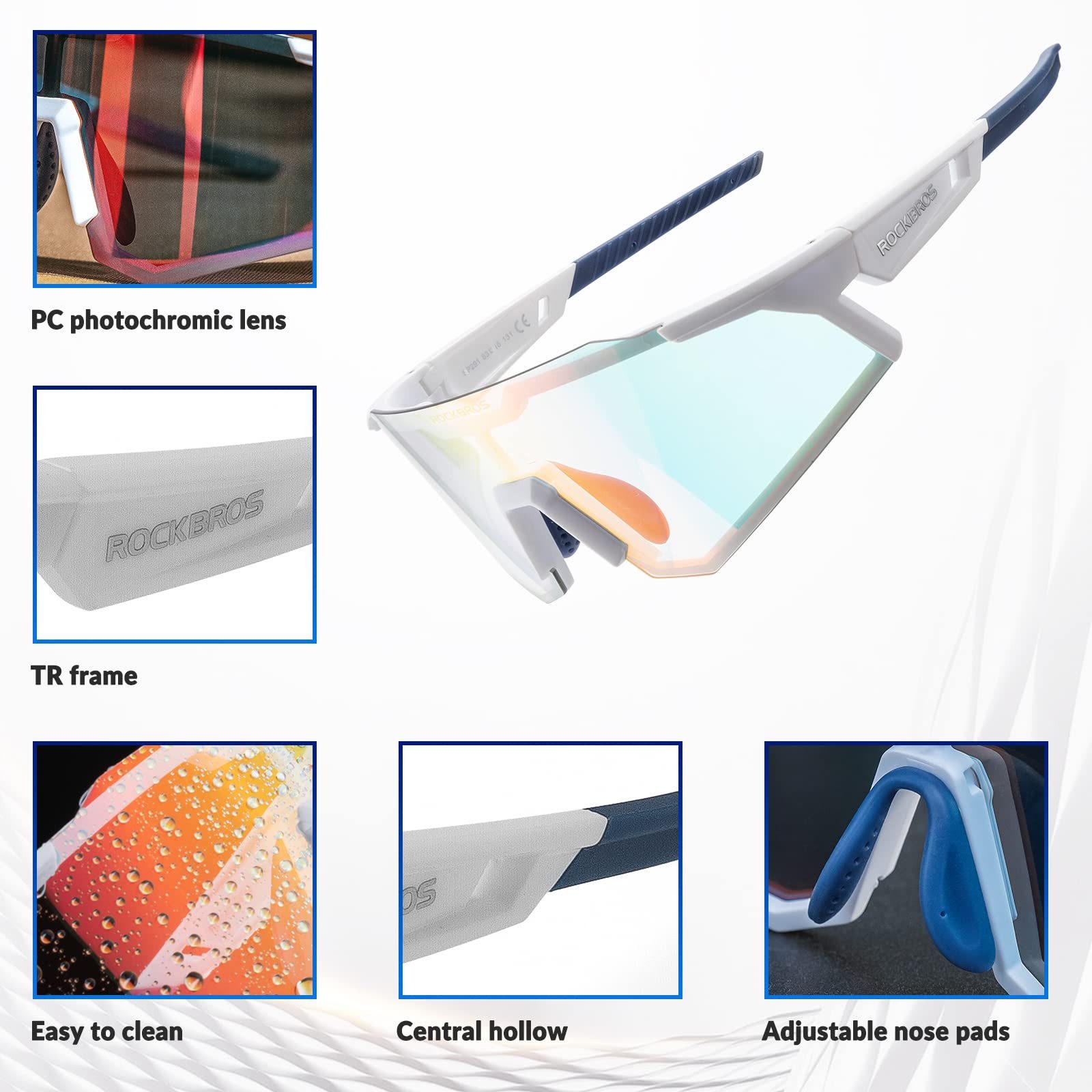 ROCKBROS Fahrradbrille Polarisierte Sportbrille, Sonnenbrille UV400-Schutz, winddicht, Leicht und langlebig