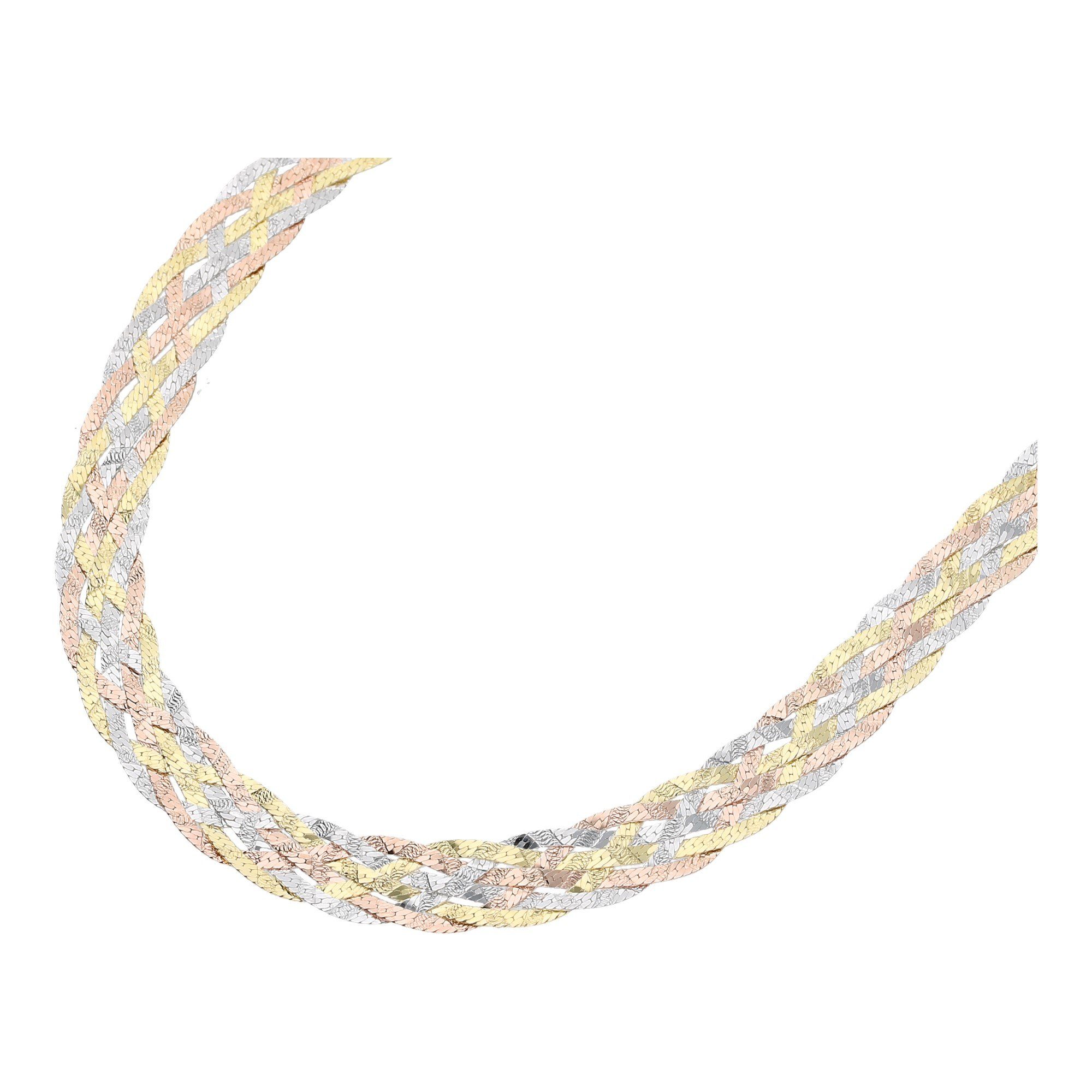Smart Jewel Collier Heringbonekette tricolor, Silber 925