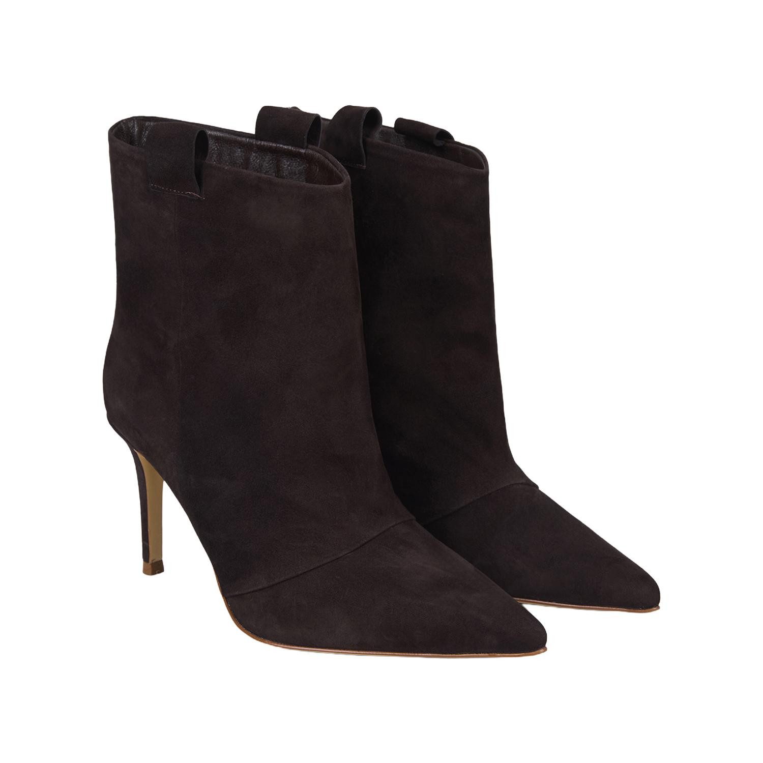 Desa DESA Damen-Stiefeletten aus braunem Wildleder mit spitzer Zehenpartie Stiefel