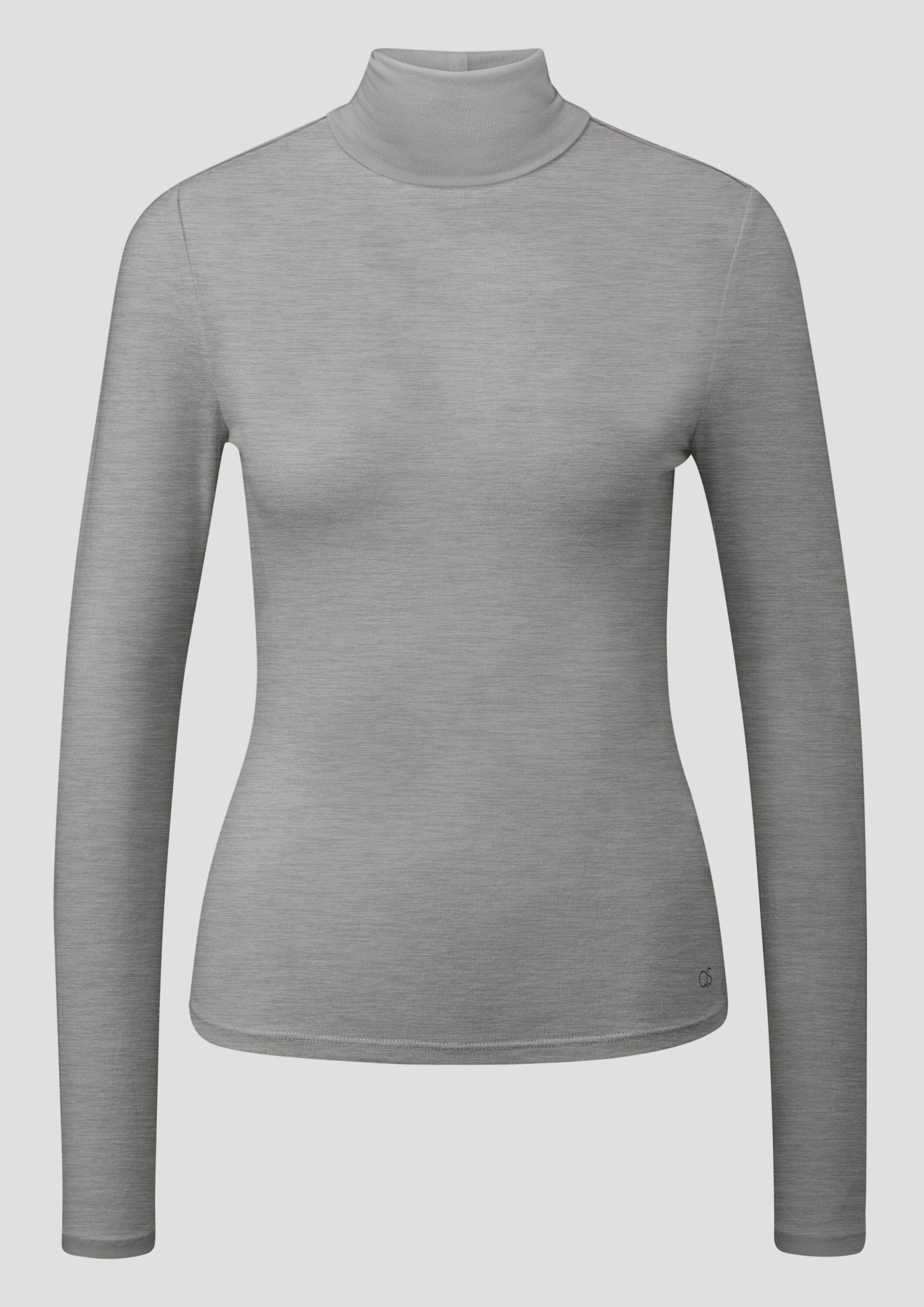 QS Langarmshirt T-Shirt Leicht transparentes Rollkragenshirt